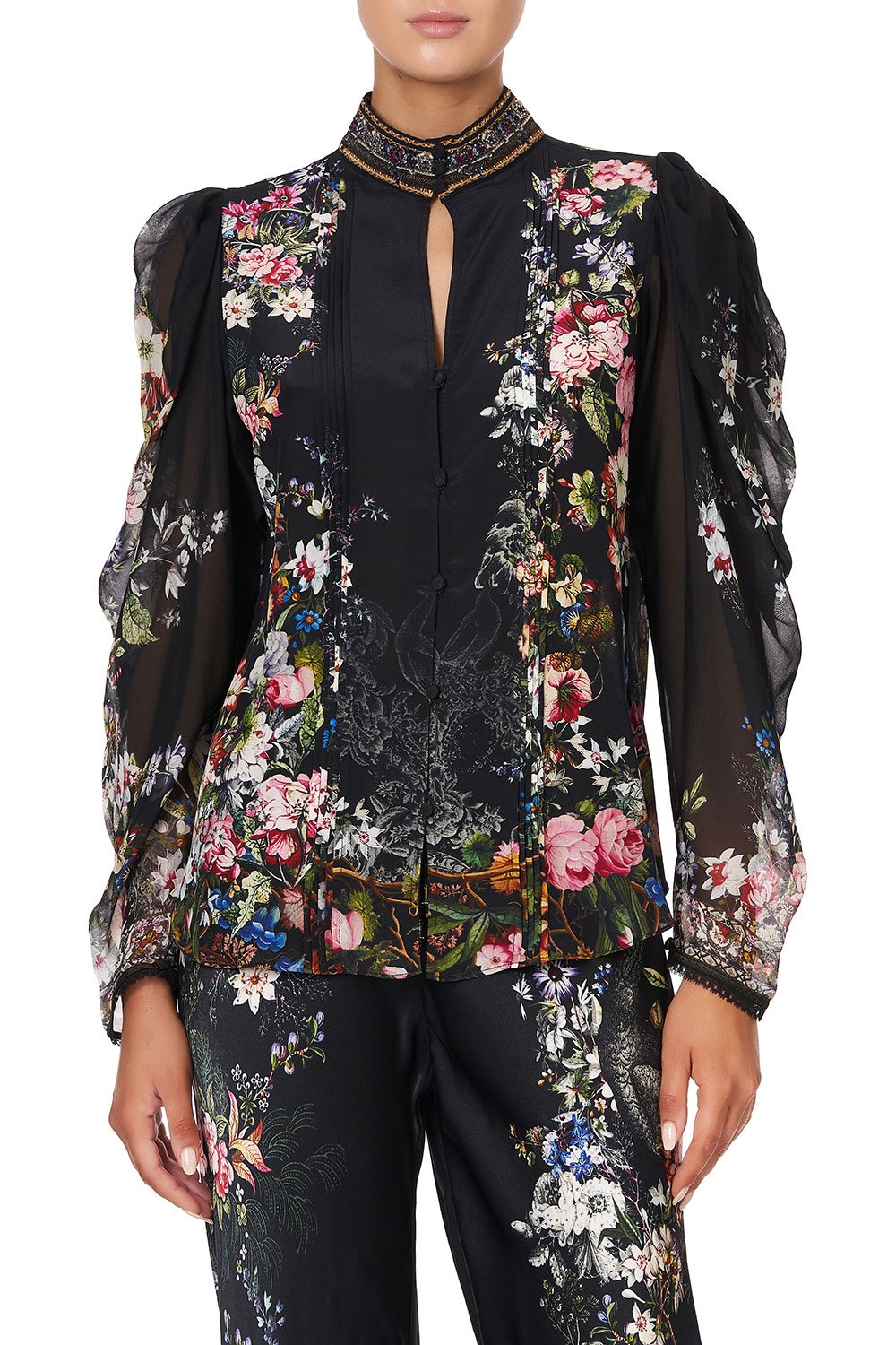 PINTUCK BLOUSE WITH DRAPED SLEEVE FROM THE ARCHIVES