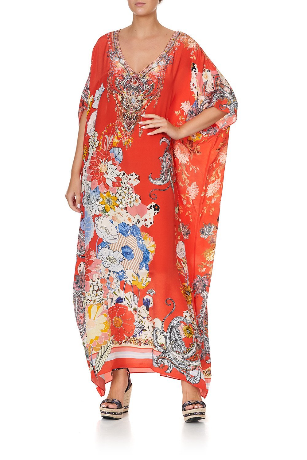 V-NECK KAFTAN PAISLEY IN PATCHES
