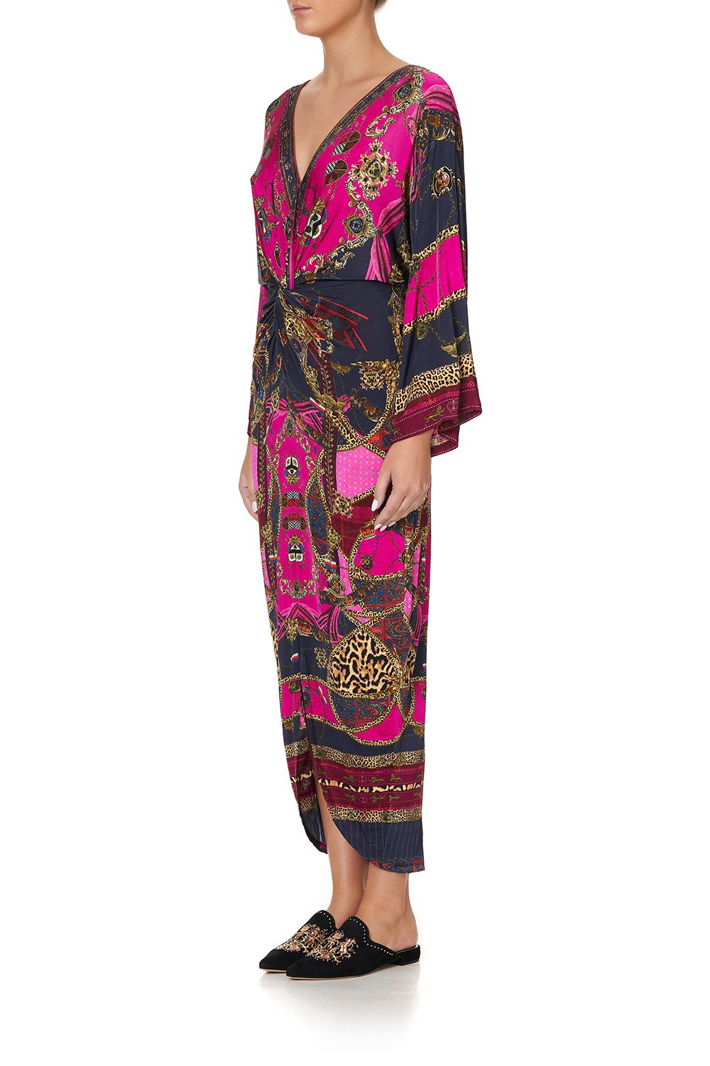 LONG SPLIT FRONT TWIST DRESS DINING HALL DARLING