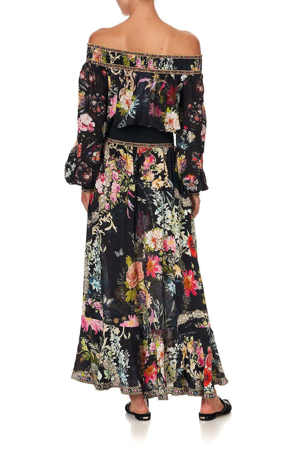 OFF SHOULDER SHIRRED DRESS HAMPTON HIVE