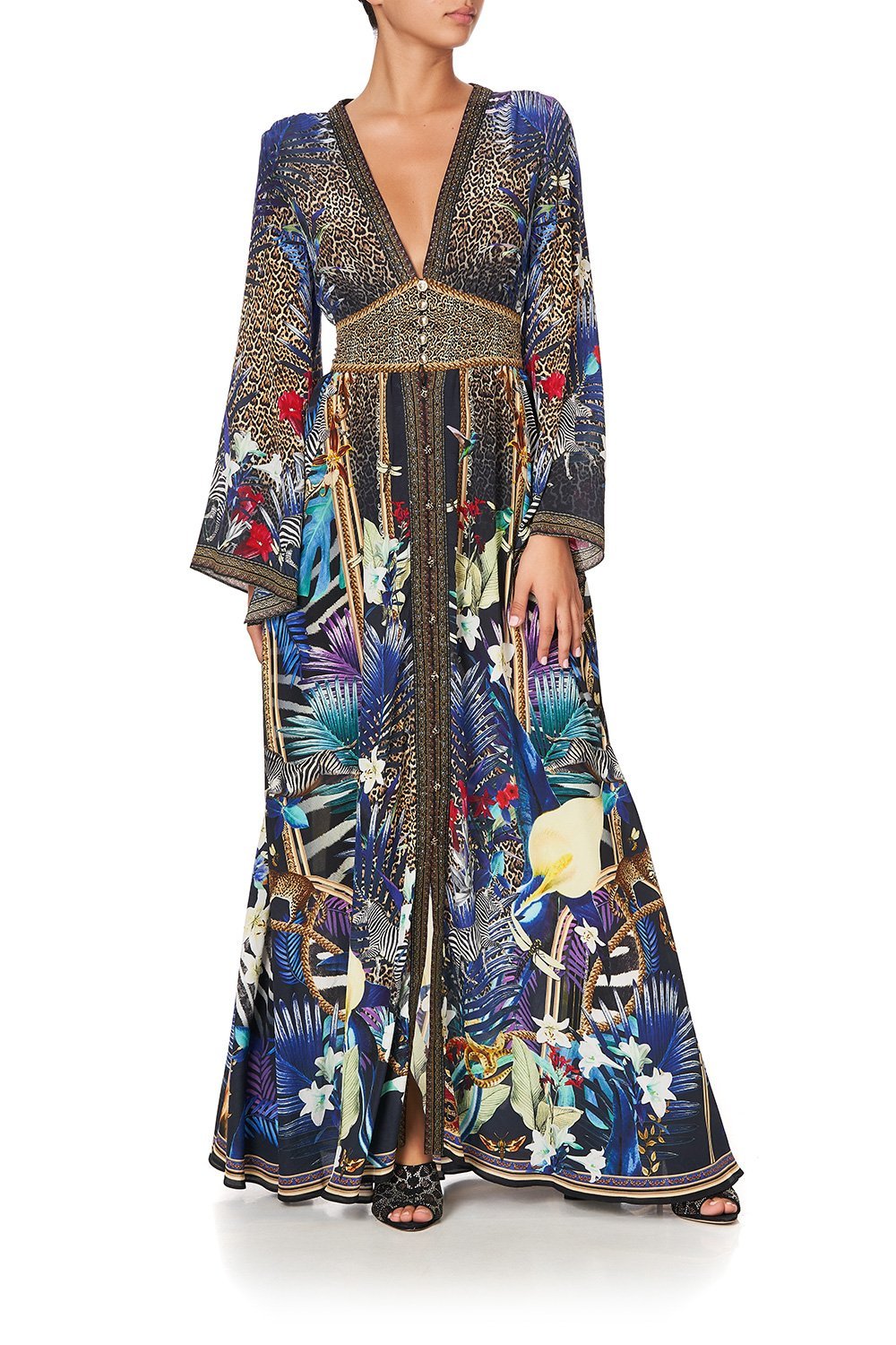 KIMONO SLEEVE DRESS WITH SHIRRING DETAIL RAINBOW ROOM