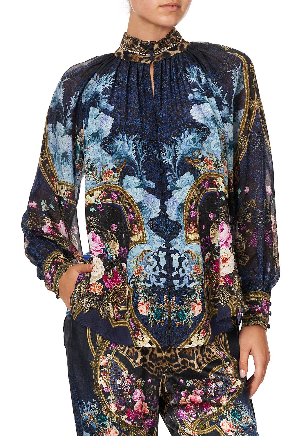 RAGLAN BUTTON UP SHIRT FIELDS OF TREASURE