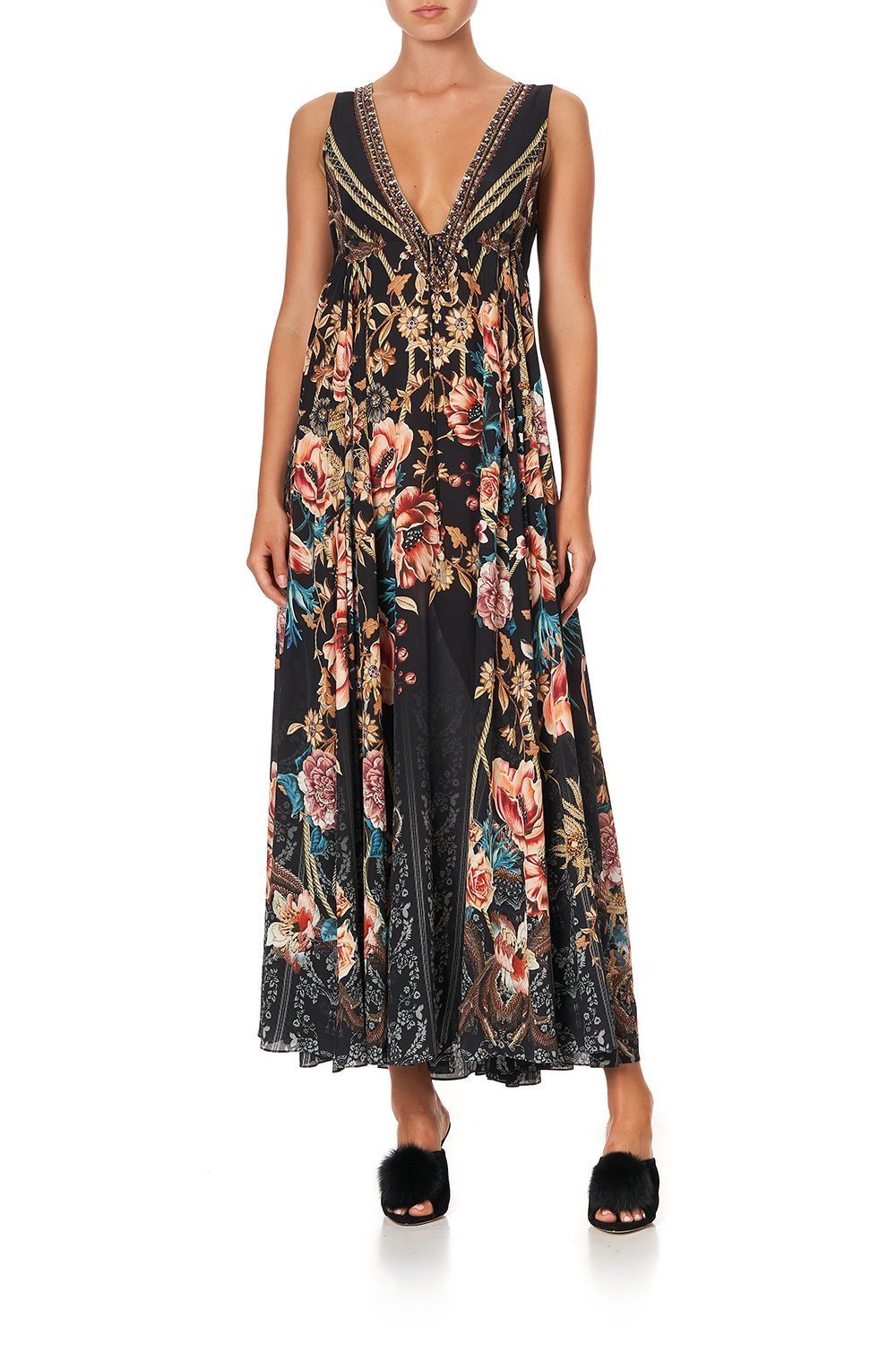LONG VNECK DRAWSTRING DRESS BELLE OF THE BAROQUE