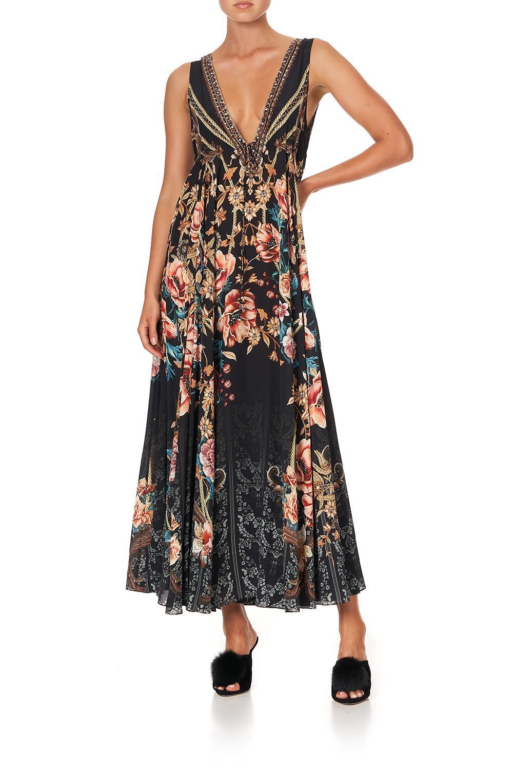 LONG VNECK DRAWSTRING DRESS BELLE OF THE BAROQUE