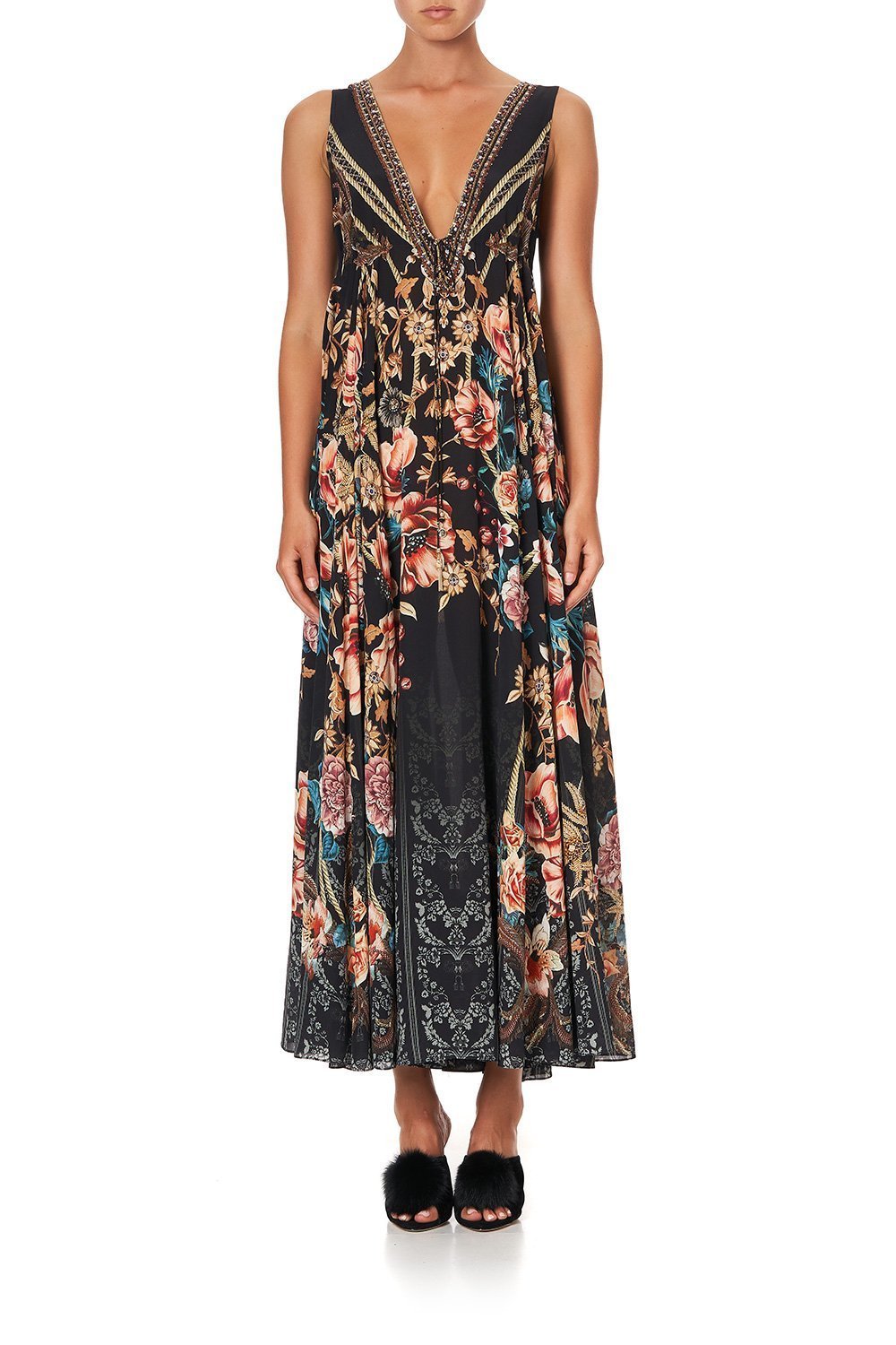 LONG VNECK DRAWSTRING DRESS BELLE OF THE BAROQUE