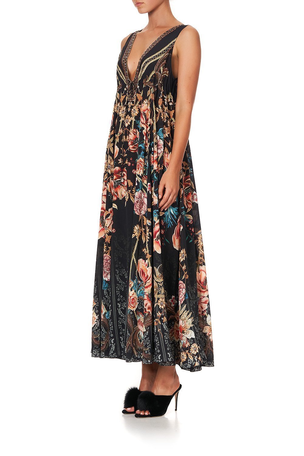 LONG VNECK DRAWSTRING DRESS BELLE OF THE BAROQUE