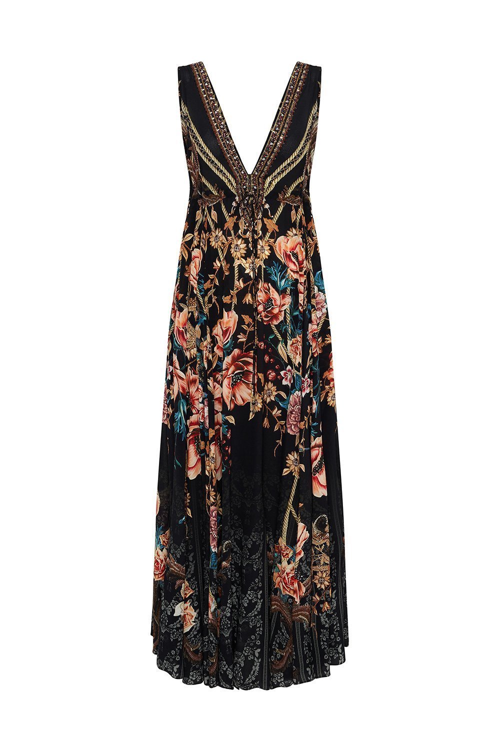 LONG VNECK DRAWSTRING DRESS BELLE OF THE BAROQUE