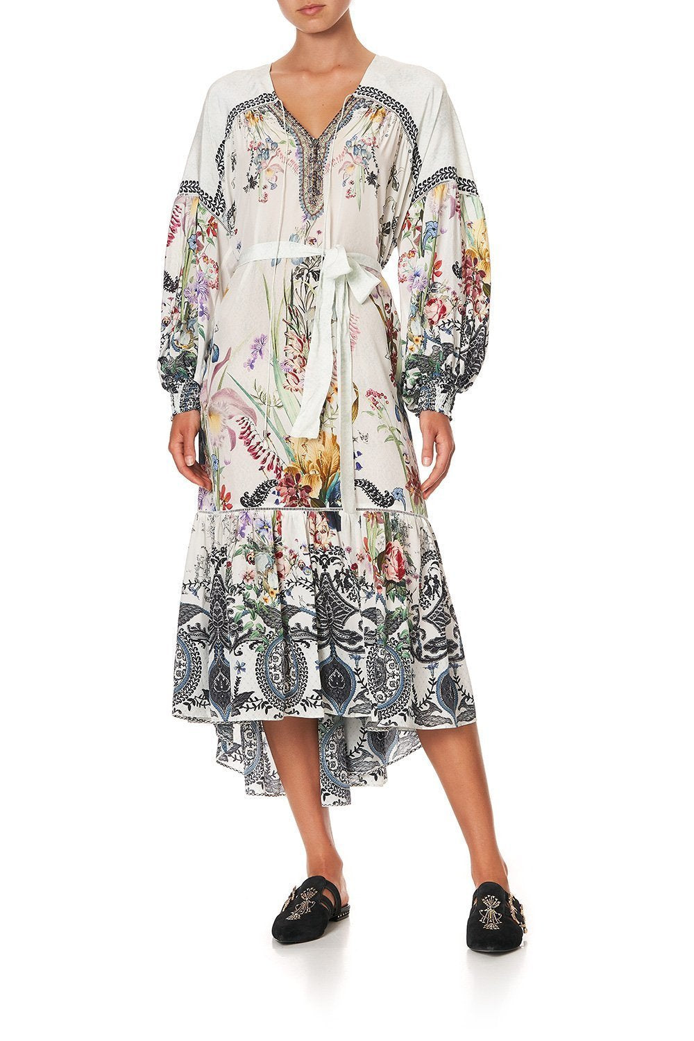 BLOUSON TIE DRESS WITH YOKE TRUE ROMANCE