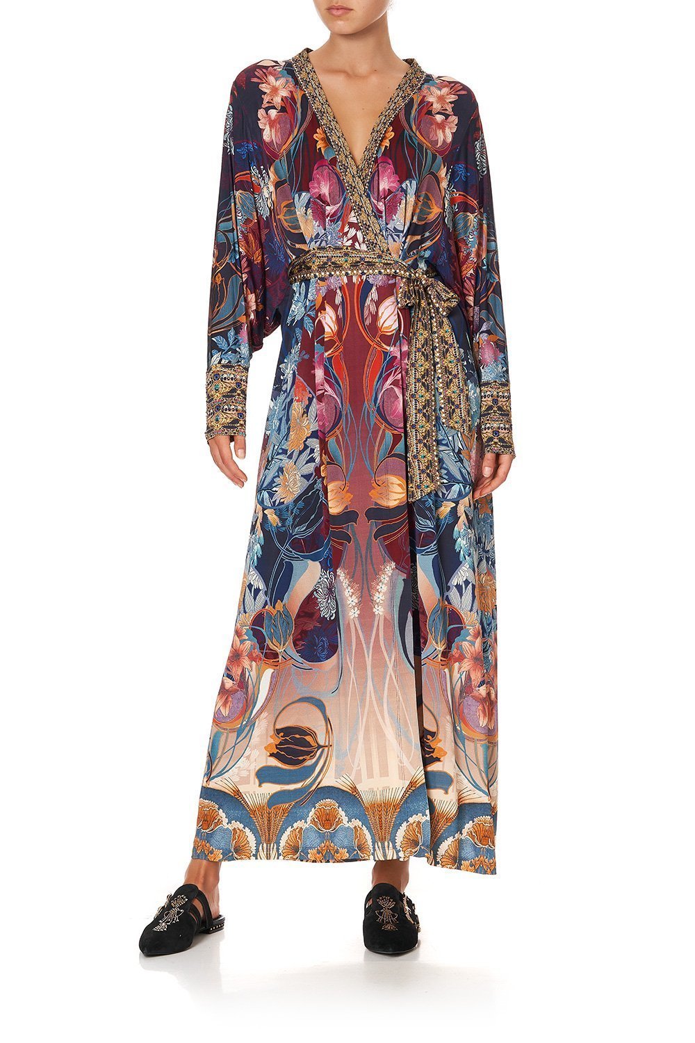 JERSEY WRAP DRESS WITH EXAGGERATED BLOUSON SLEEVE NOUVEEU NIGHTS