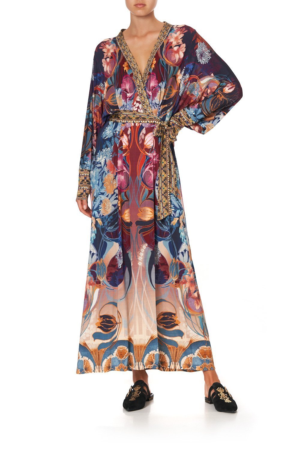JERSEY WRAP DRESS WITH EXAGGERATED BLOUSON SLEEVE NOUVEEU NIGHTS