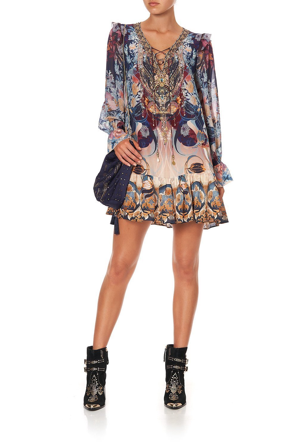 RUFFLE LACE UP DRESS NOUVEEU NIGHTS