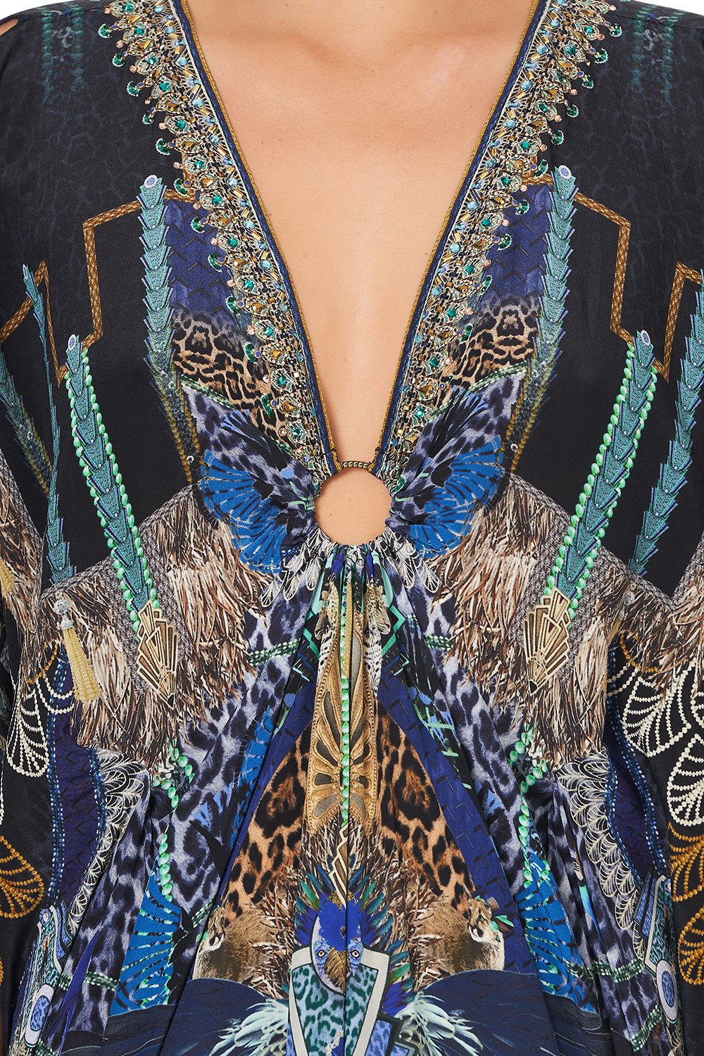 SPLIT SLEEVE KAFTAN WITH HARDWARE DRIPPING IN DECO