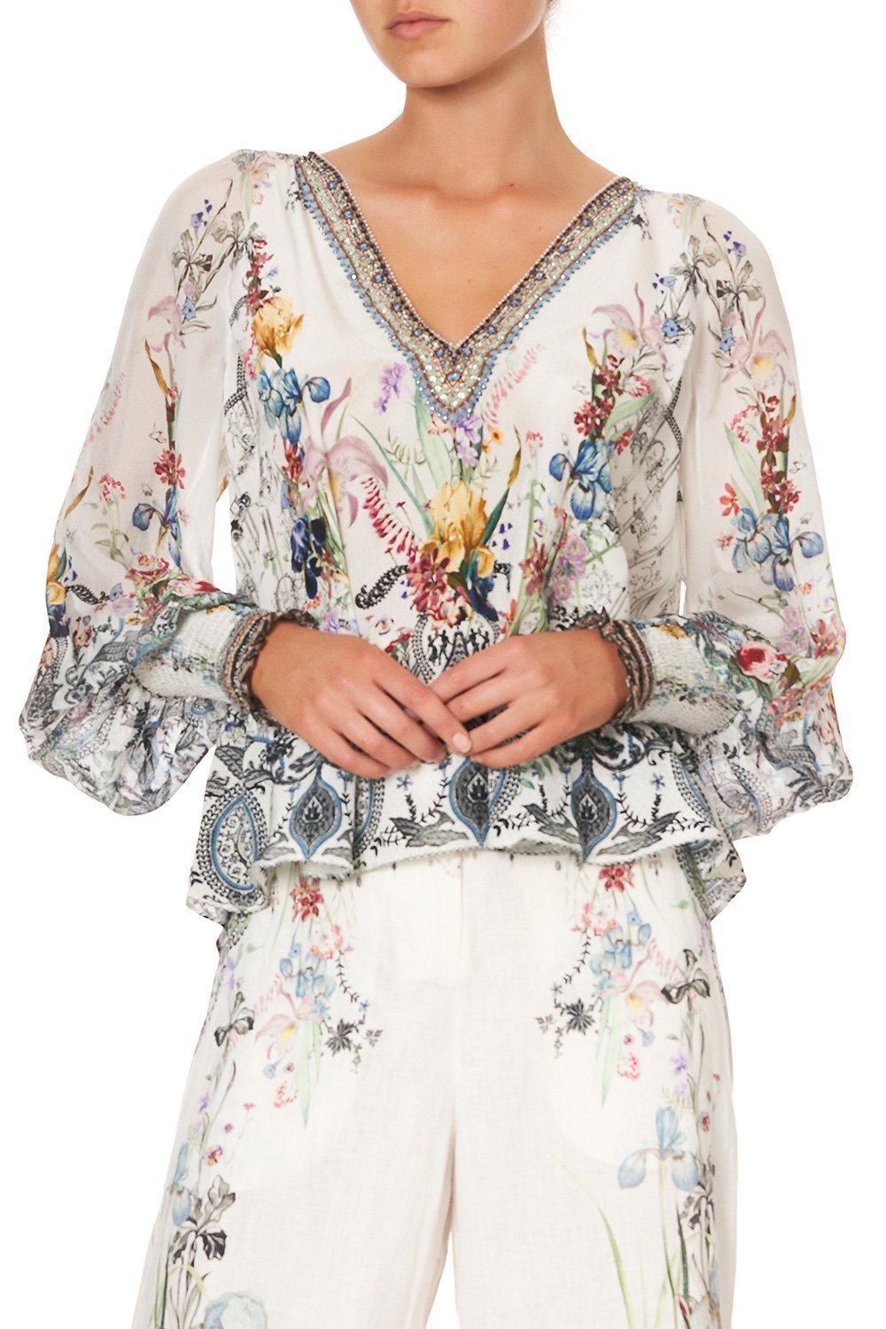 SHIRRED CUFF BLOUSE TRUE ROMANCE