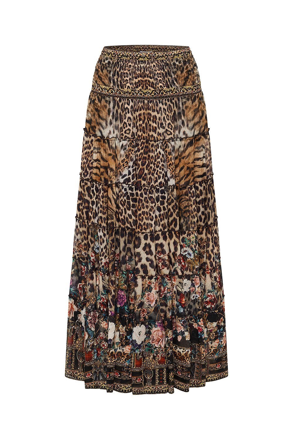 SHIRRED WAIST TIERED CIRCLE SKIRT CALL OF THE CATHEDRAL