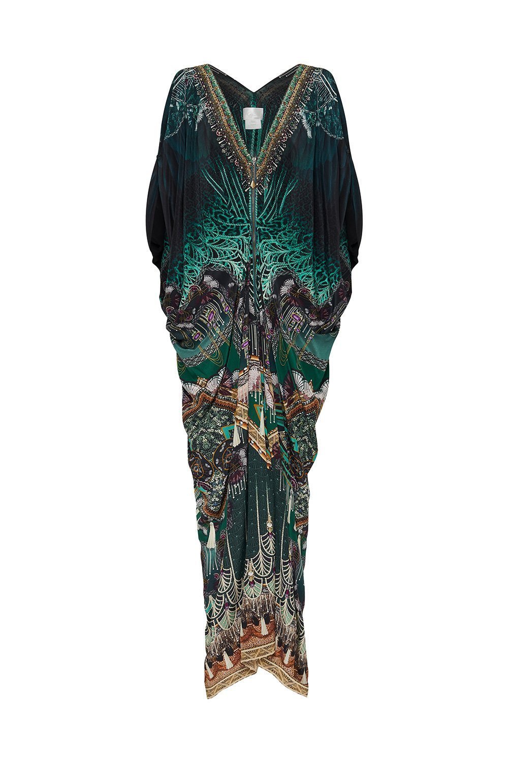 LONG DRAPE DRESS WITH ZIP FRONT FITZGERALDS FLAPPER