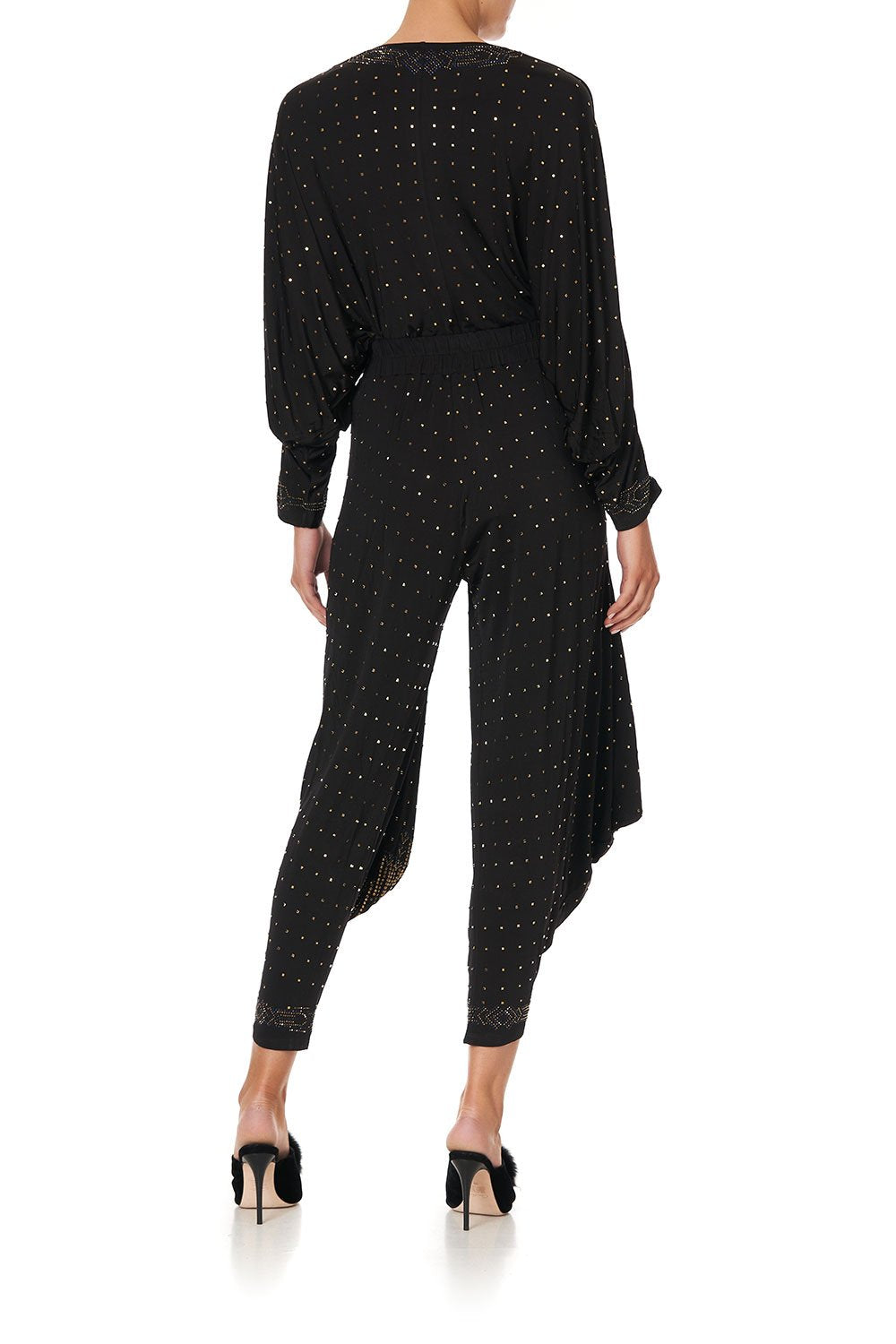 JERSEY DRAPE PANT WITH POCKET DRIPPING IN DECO