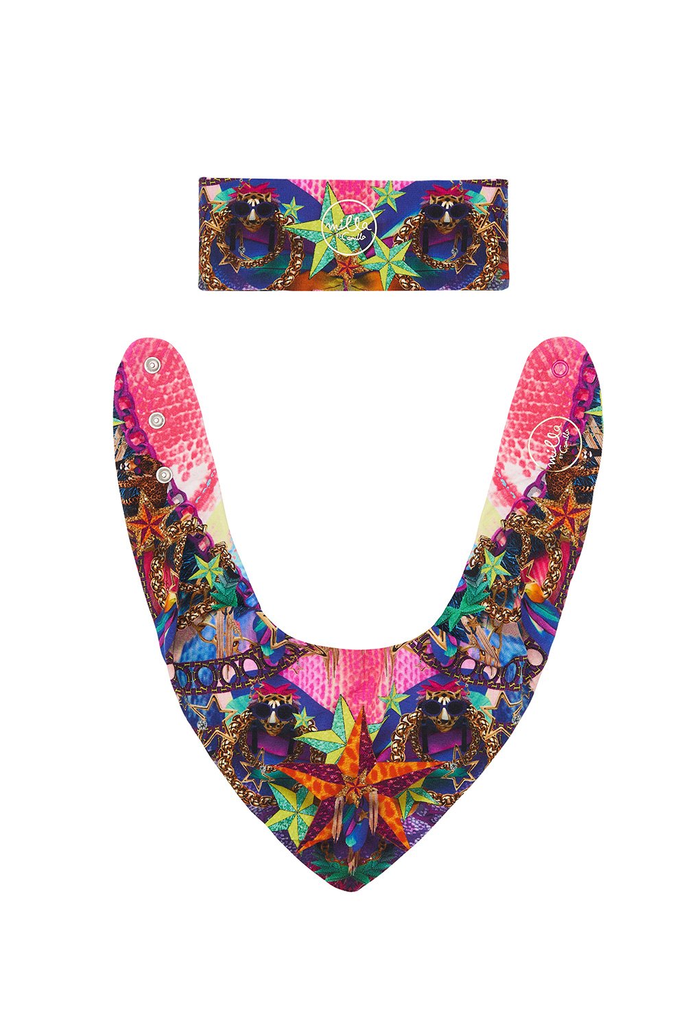 BABIES HEADBAND AND BIB SET BABYS A GO GLITTER