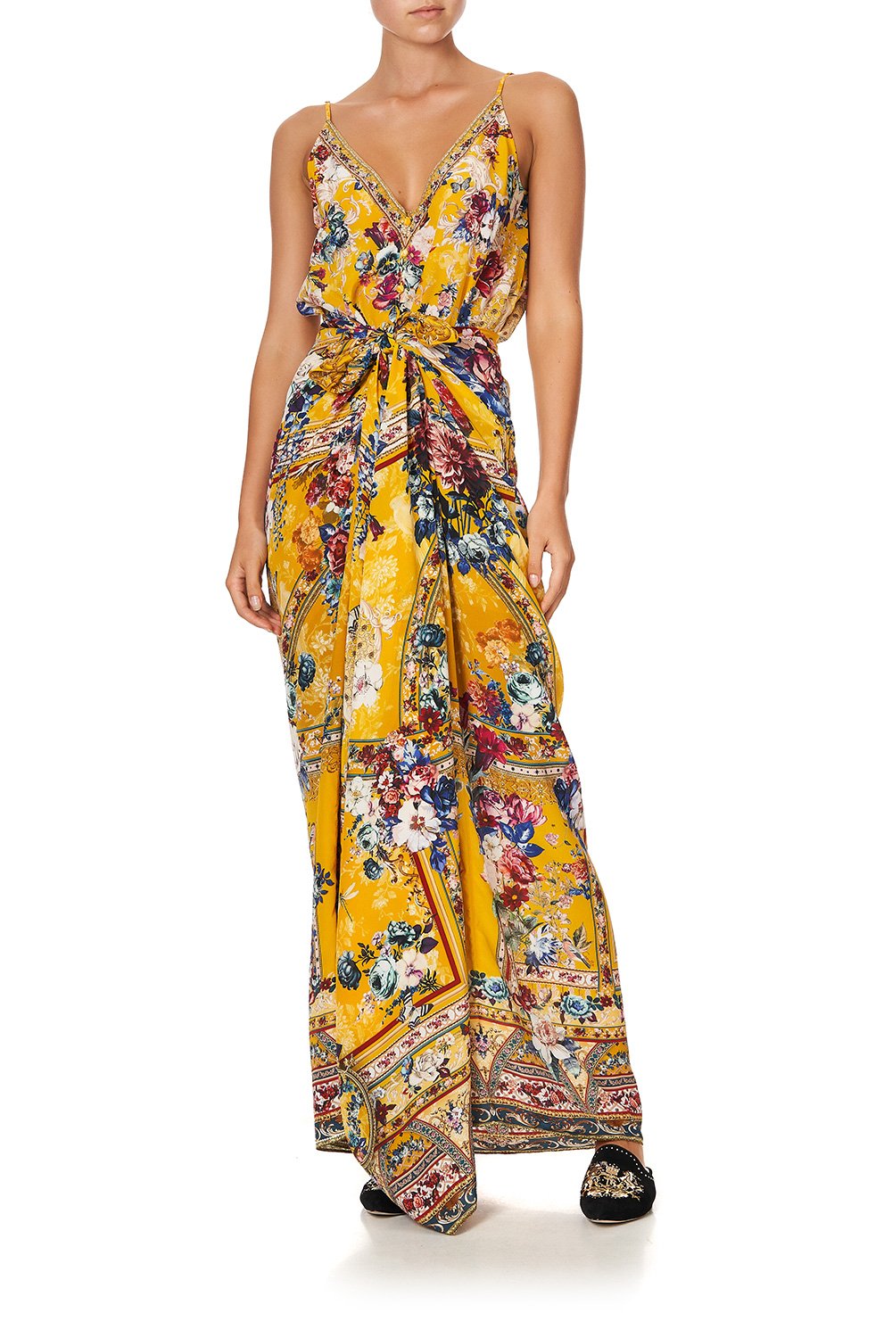 ROUND NECK KAFTAN CROWNED ROSES