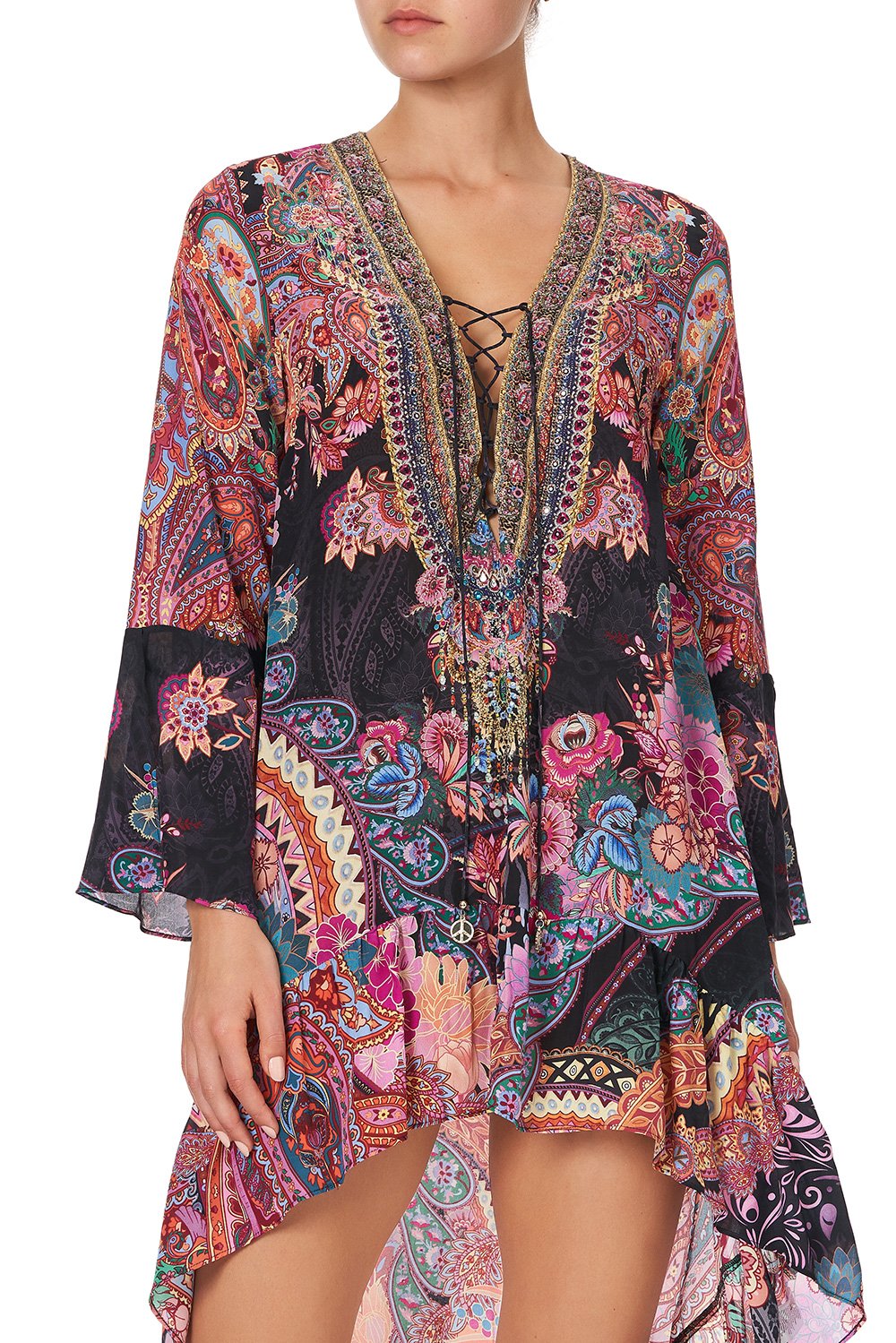 SHORT DRESS WITH HIGH LOW HEM SWINGING SIXTIES