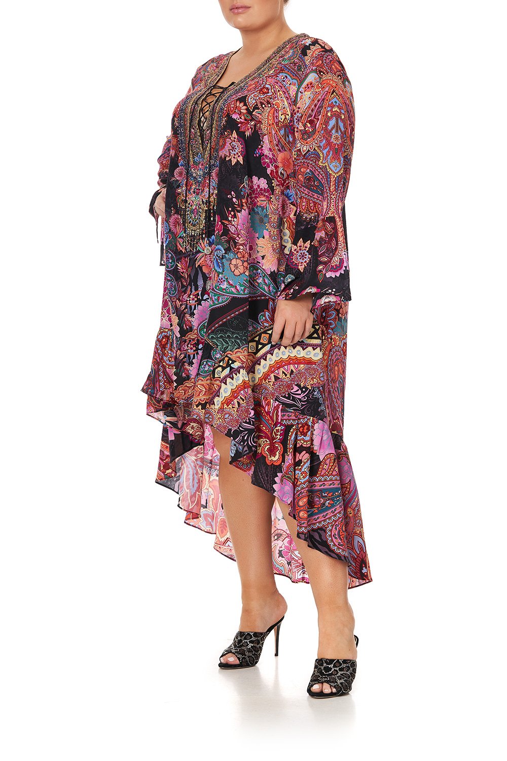 SHORT DRESS WITH HIGH LOW HEM SWINGING SIXTIES