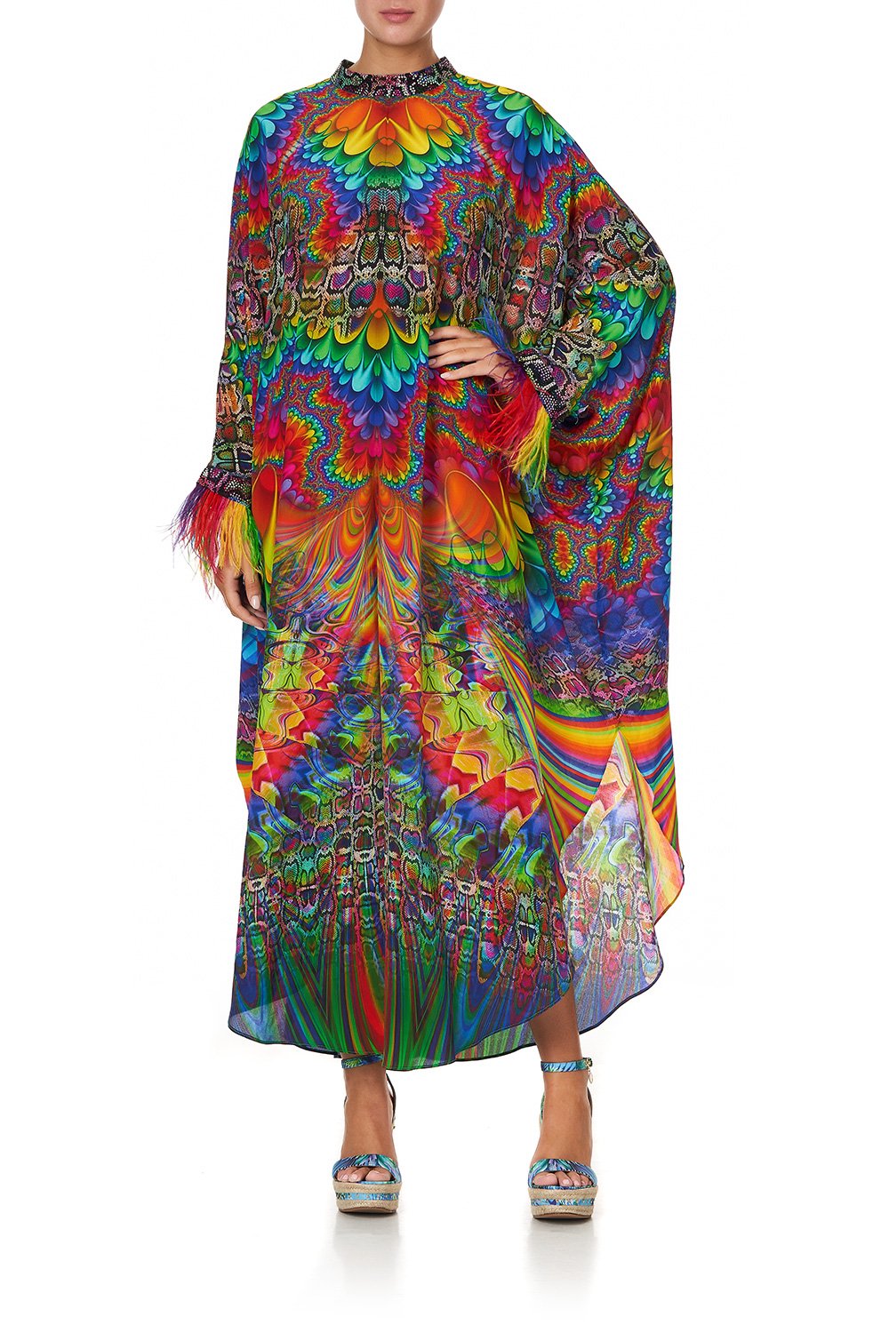 HIGH COLLAR KAFTAN WITH TIE COMING DOWN FROM COSMOS