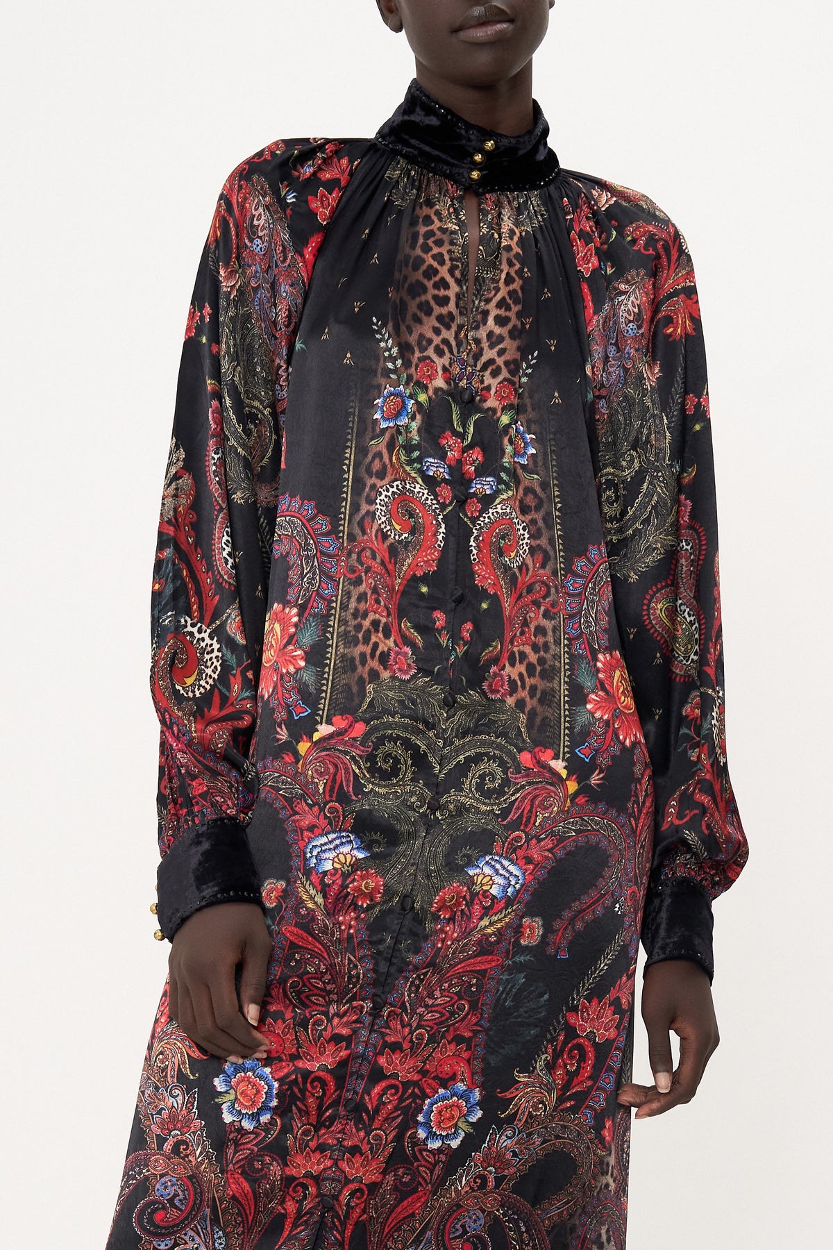 RAGLAN SLEEVE MIDI SHIRT DRESS WOODSTOCK ROCK