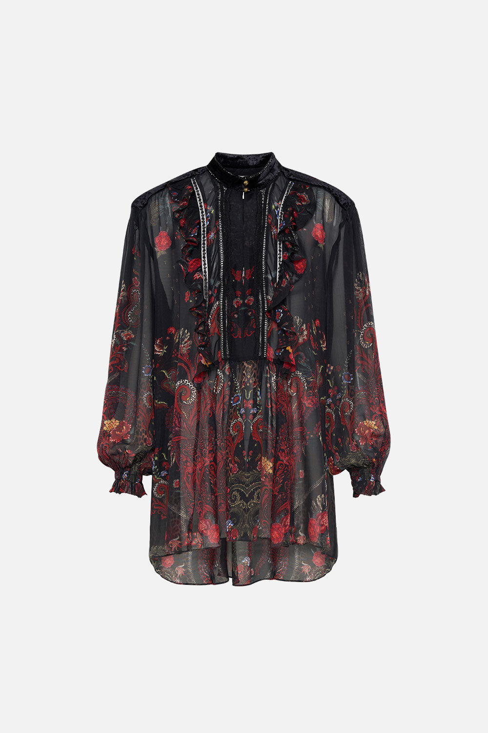 BLOUSON RUFFLE BLOUSE WOODSTOCK ROCK