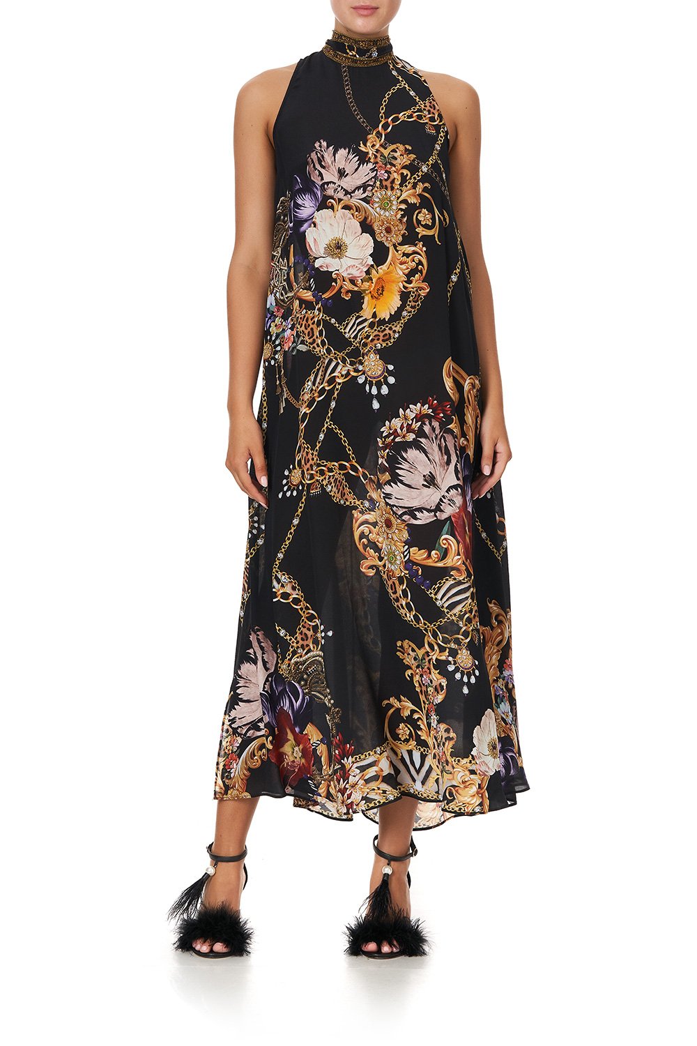 HIGH NECK DRESS WITH BACK NECK TIE A NIGHT IN THE 90S