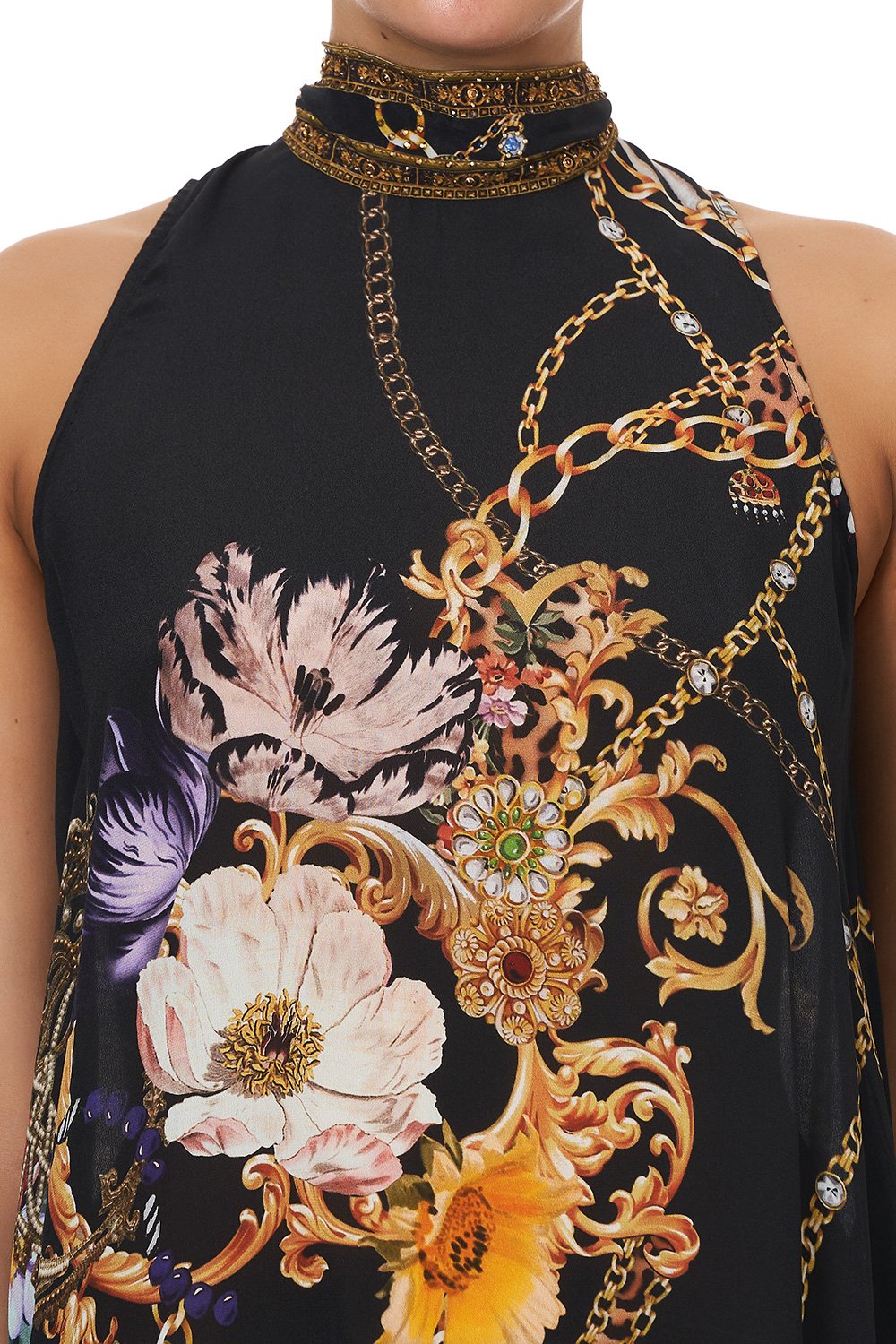 HIGH NECK DRESS WITH BACK NECK TIE A NIGHT IN THE 90S