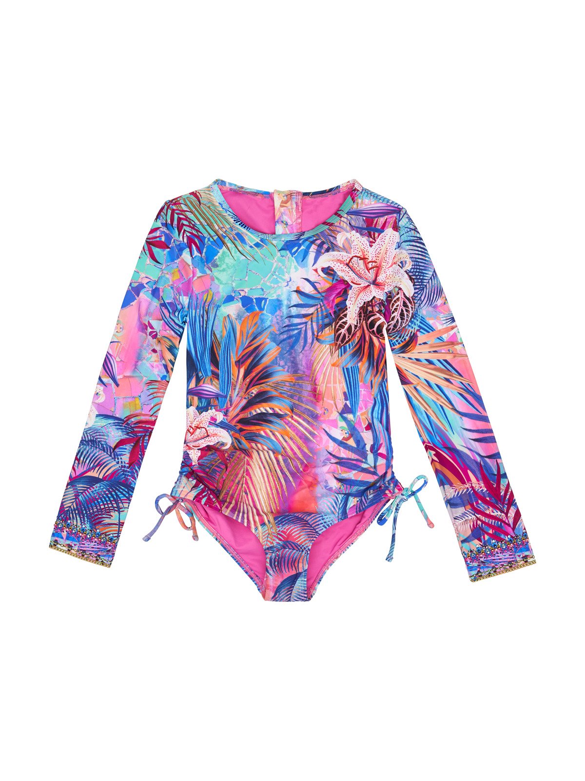 KIDS RUCHED SIDE PADDLESUIT 4-10 SOUTH BEACH SUNRISE