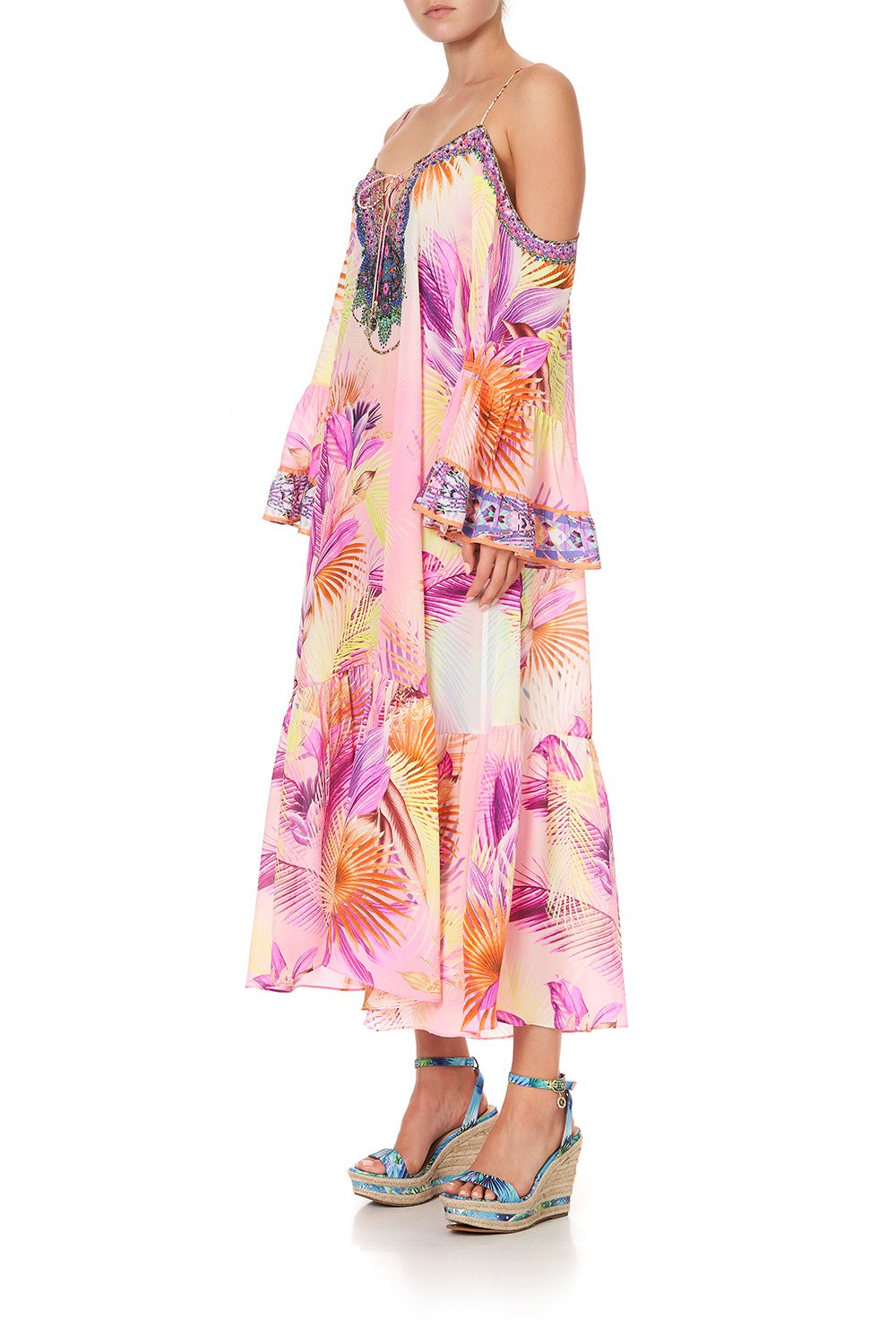 DROP SHOULDER LONG SLEEVE DRESS SOUTH BEACH SUNRISE