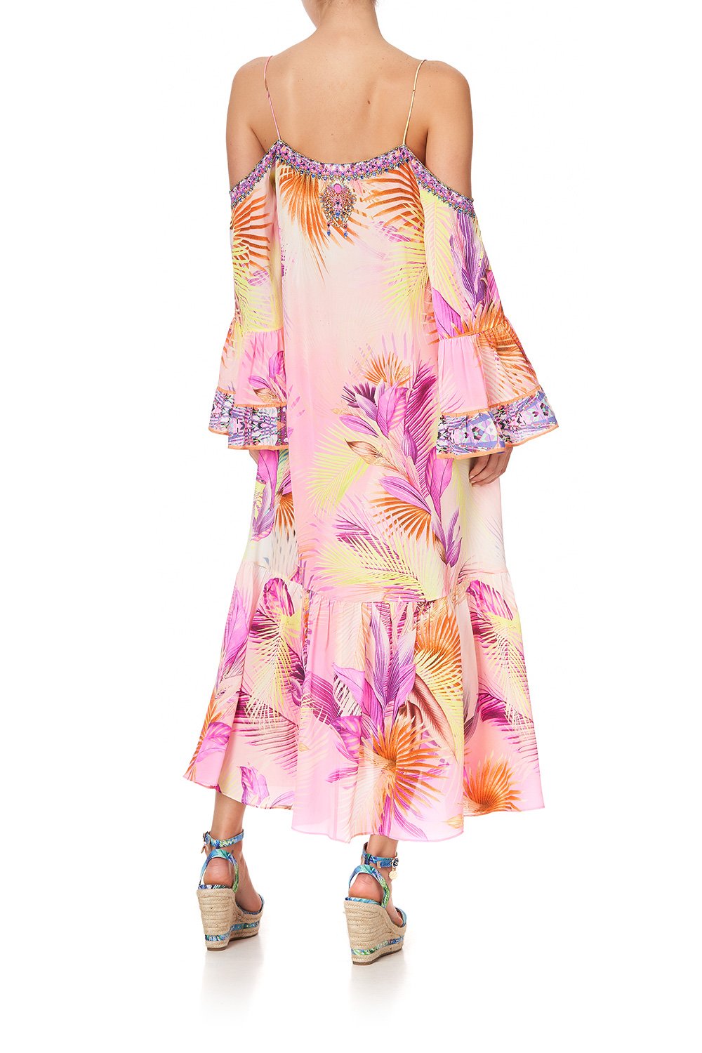 DROP SHOULDER LONG SLEEVE DRESS SOUTH BEACH SUNRISE