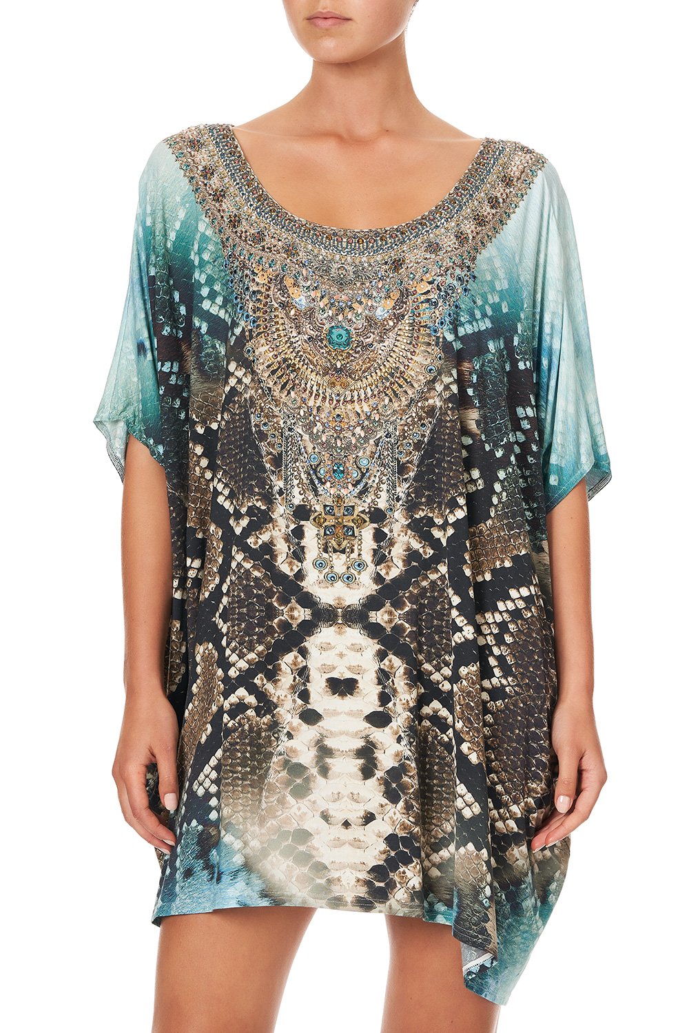SHORT ROUND NECK LOUNGE KAFTAN PREY