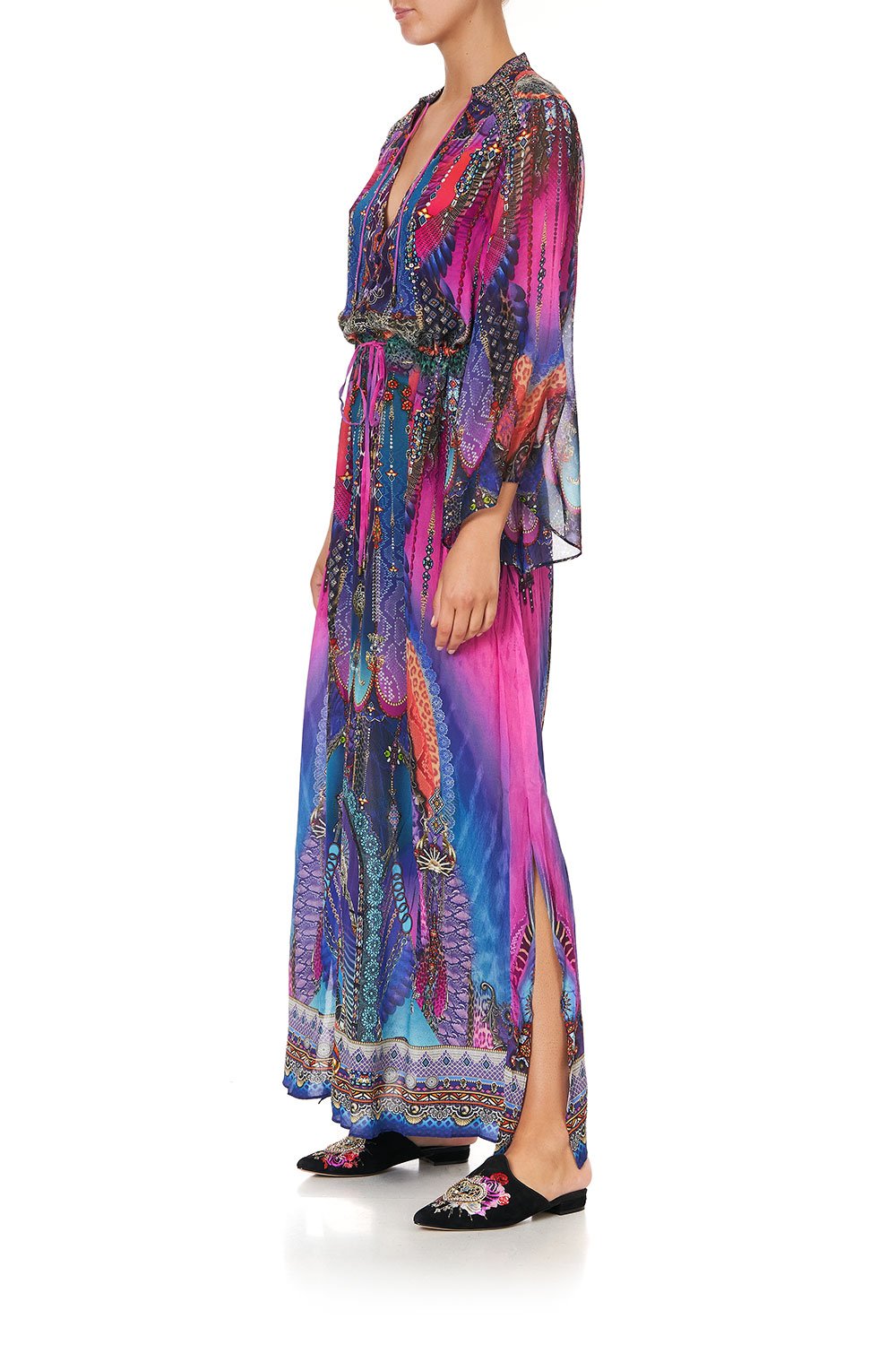 DRAWSTRING BUTTON UP DRESS MIDNIGHT MADNESS