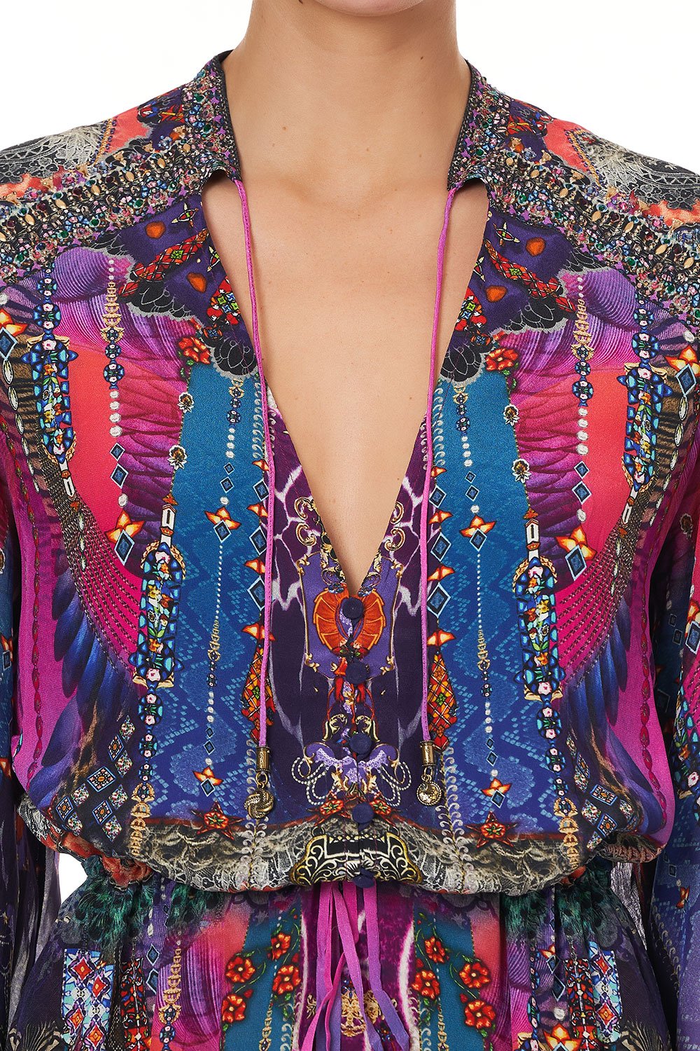 DRAWSTRING BUTTON UP DRESS MIDNIGHT MADNESS