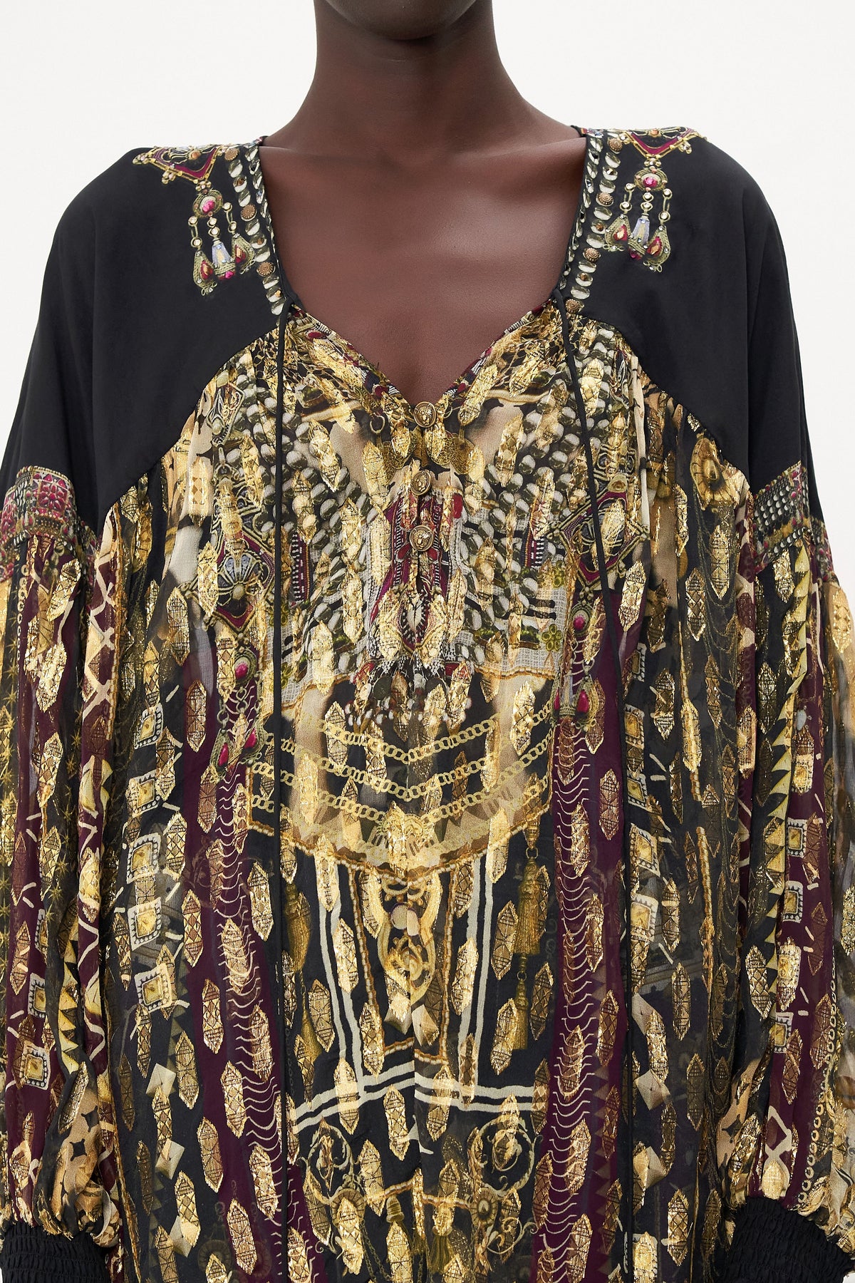 BLOUSON BLOUSE WITH NECK TIE DESERT DREAMS