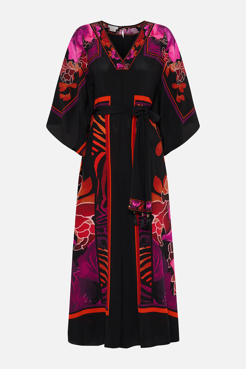 SCARF JUMPSUIT WITH BELT MIDNIGHT POPPY