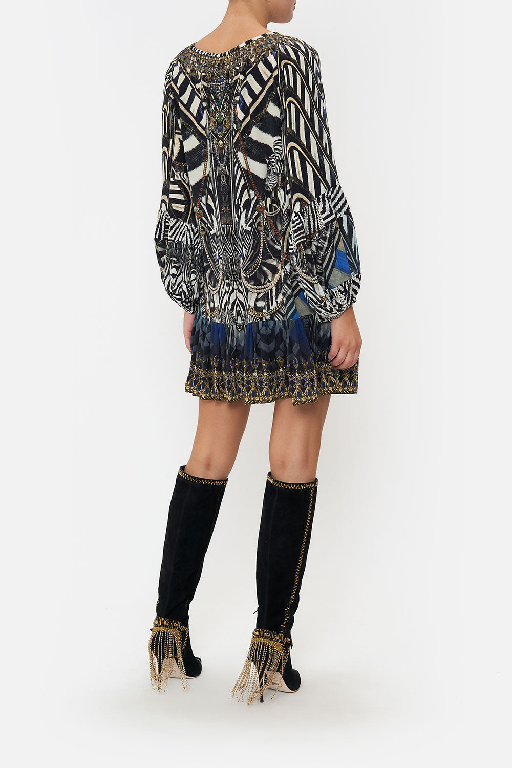 BLOUSON SLEEVE A LINE FRILL DRESS KNIGHT OF THE WILD