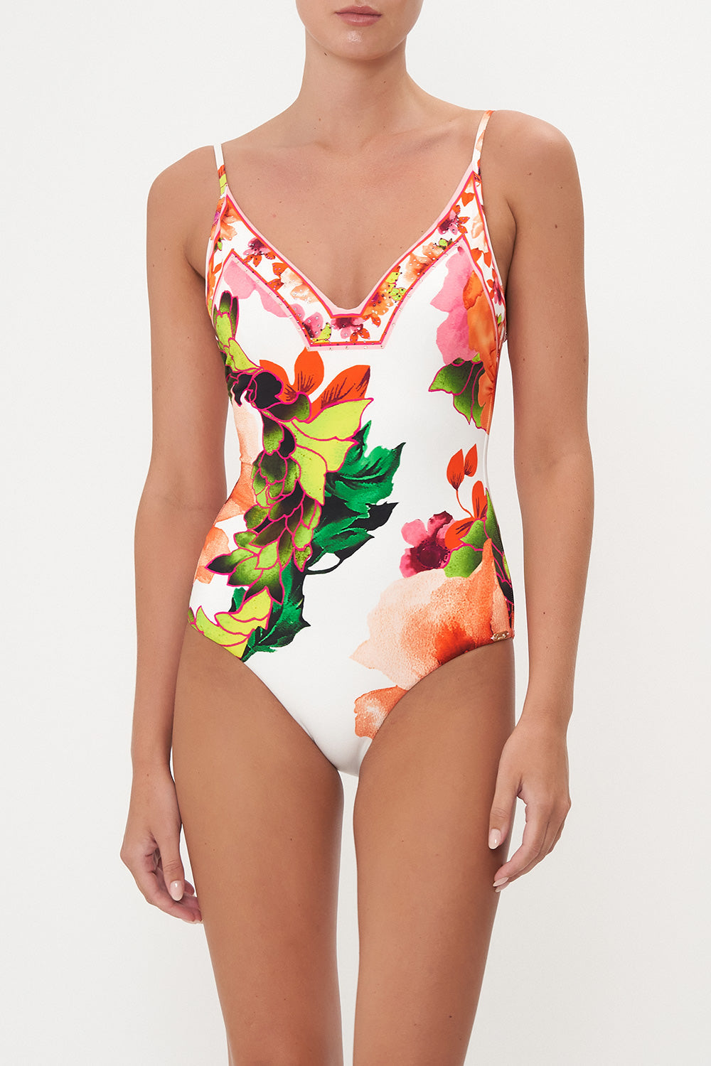 WIRED V-NECK ONE PIECE PRETTY AS A POPPY