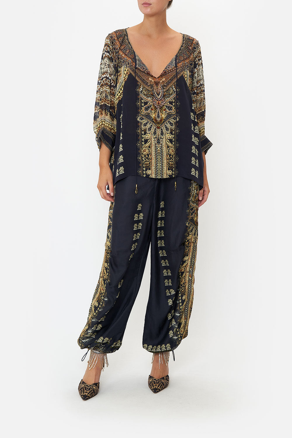 RAGLAN SLEEVE BLOUSE WITH CUFF ITS ALL OVER TORERO