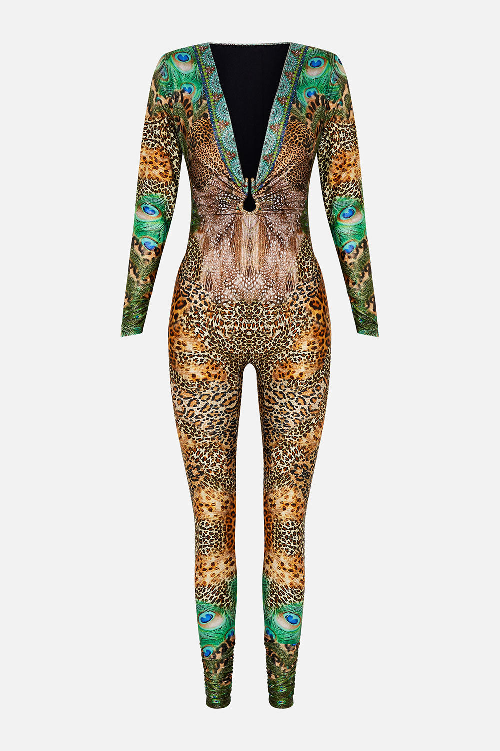 PLUNGE FRONT CATSUIT WITH RING SURREALIST XANADU