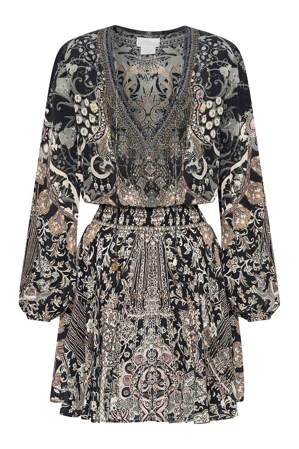 SHIRRED RELAXED SHORT DRESS DUST HER OFF