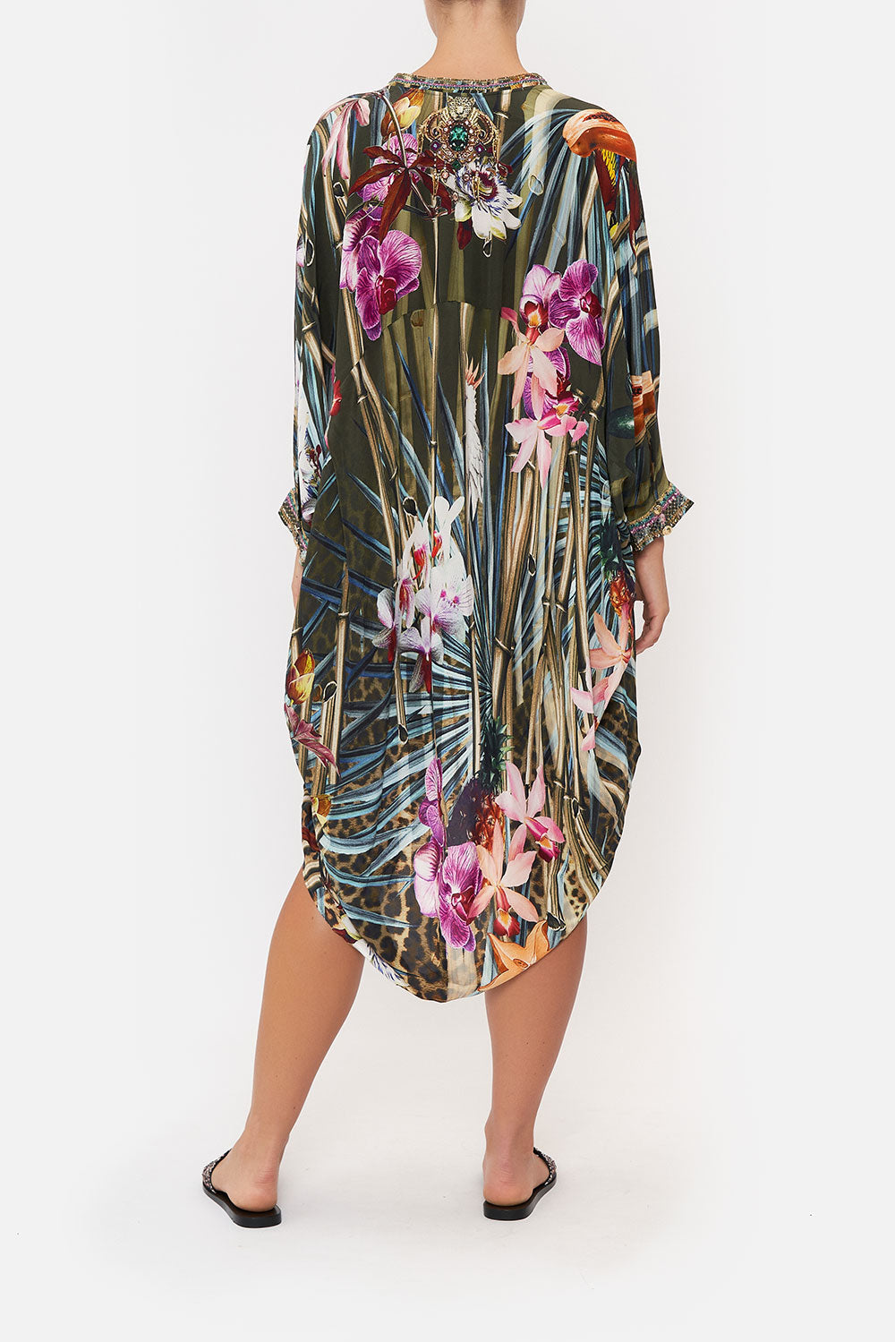 V-NECK DRESS WITH DRAPED BACK PASSPORT TO PARADISE