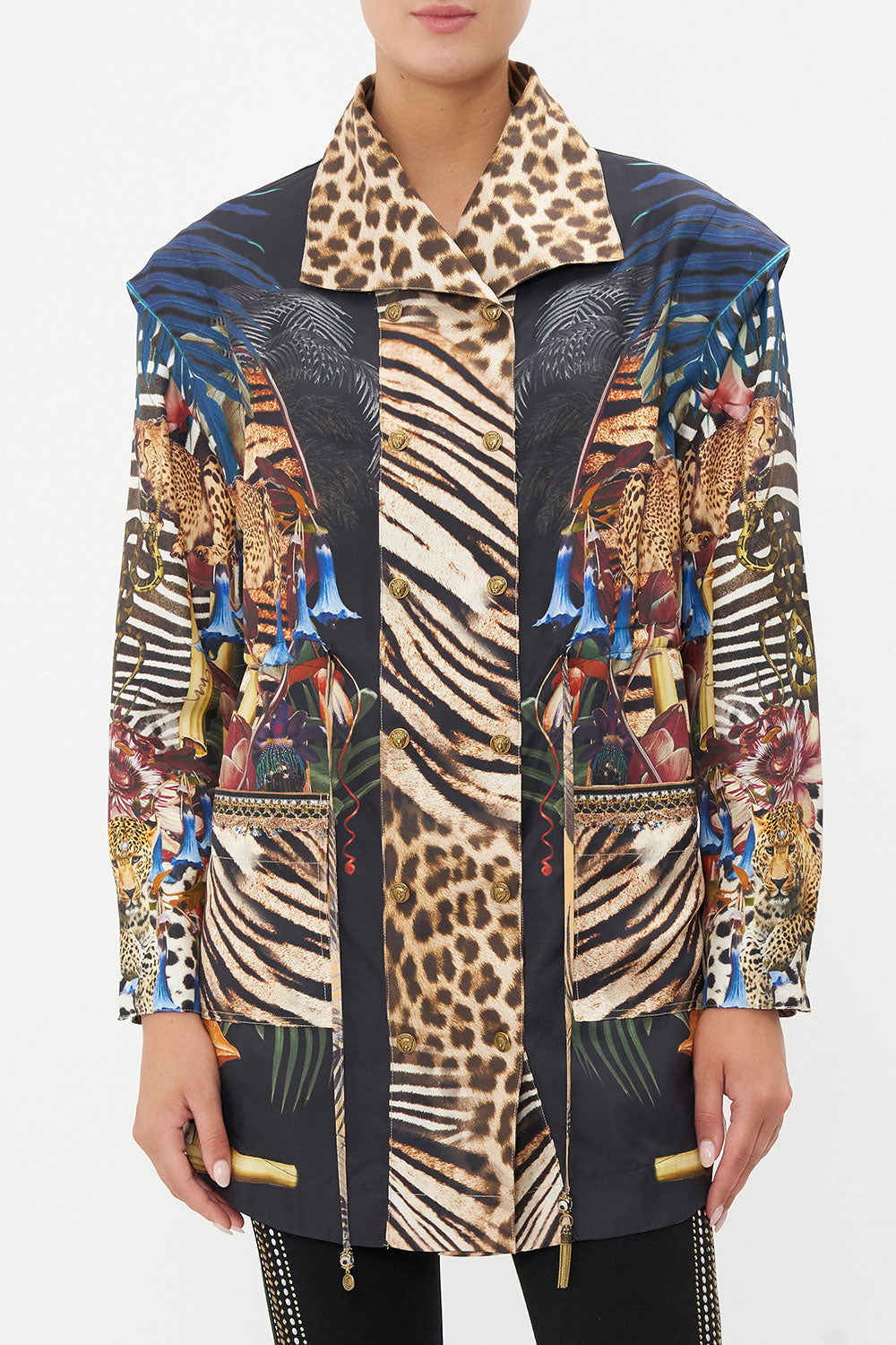 DRAWSTRING PANELLED JACKET NATURAL INSTINCT