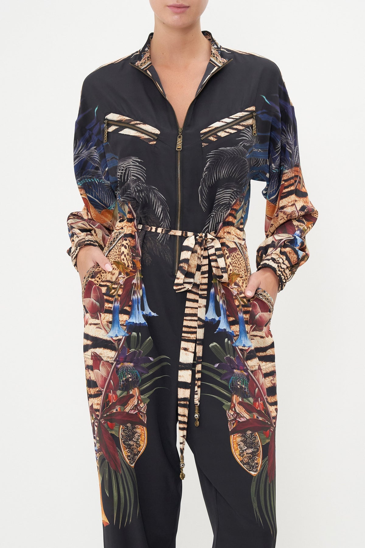 DRAWSTRING ZIP JUMPSUIT NATURAL INSTINCT