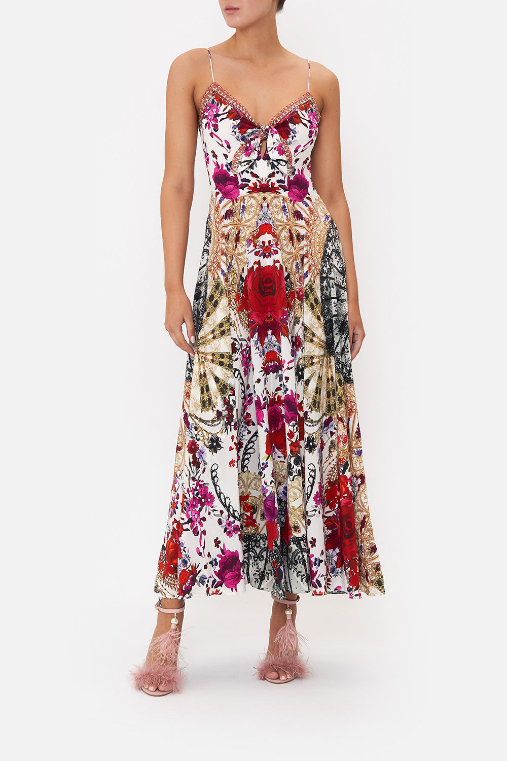 LONG DRESS WITH TIE FRONT REIGN OF ROSES