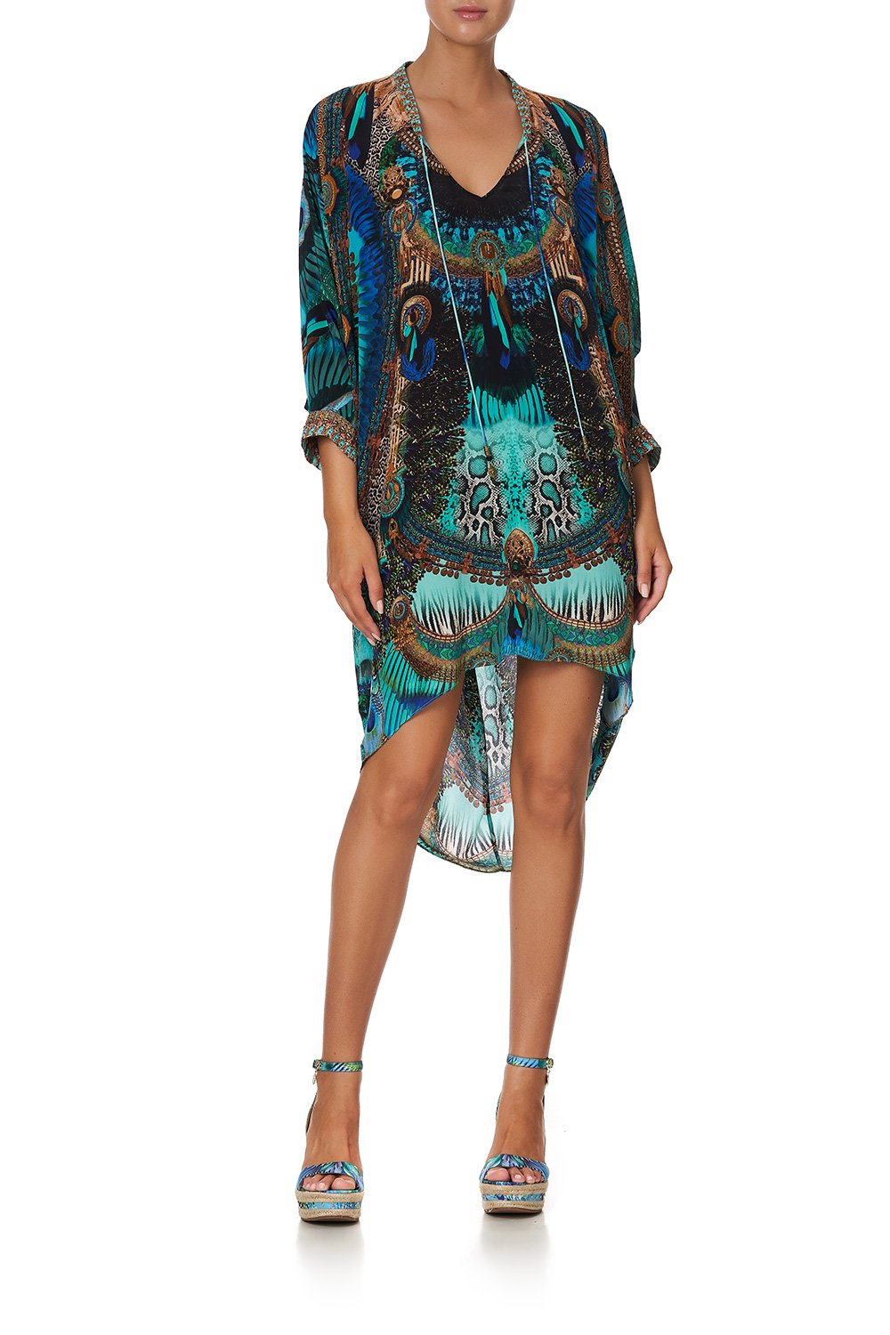 V-NECK DRESS WITH DRAPED BACK TEMPLE TEMPTRESS