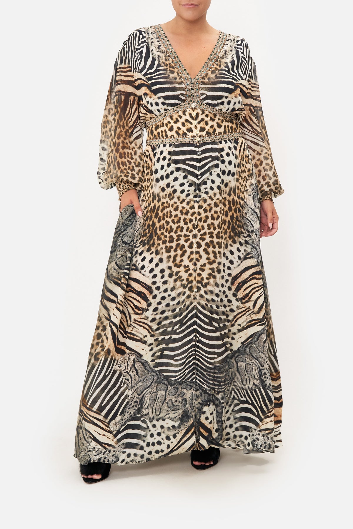 BUTTON DRESS WITH SHAPED WAISTBAND FOR THE LOVE OF LEO