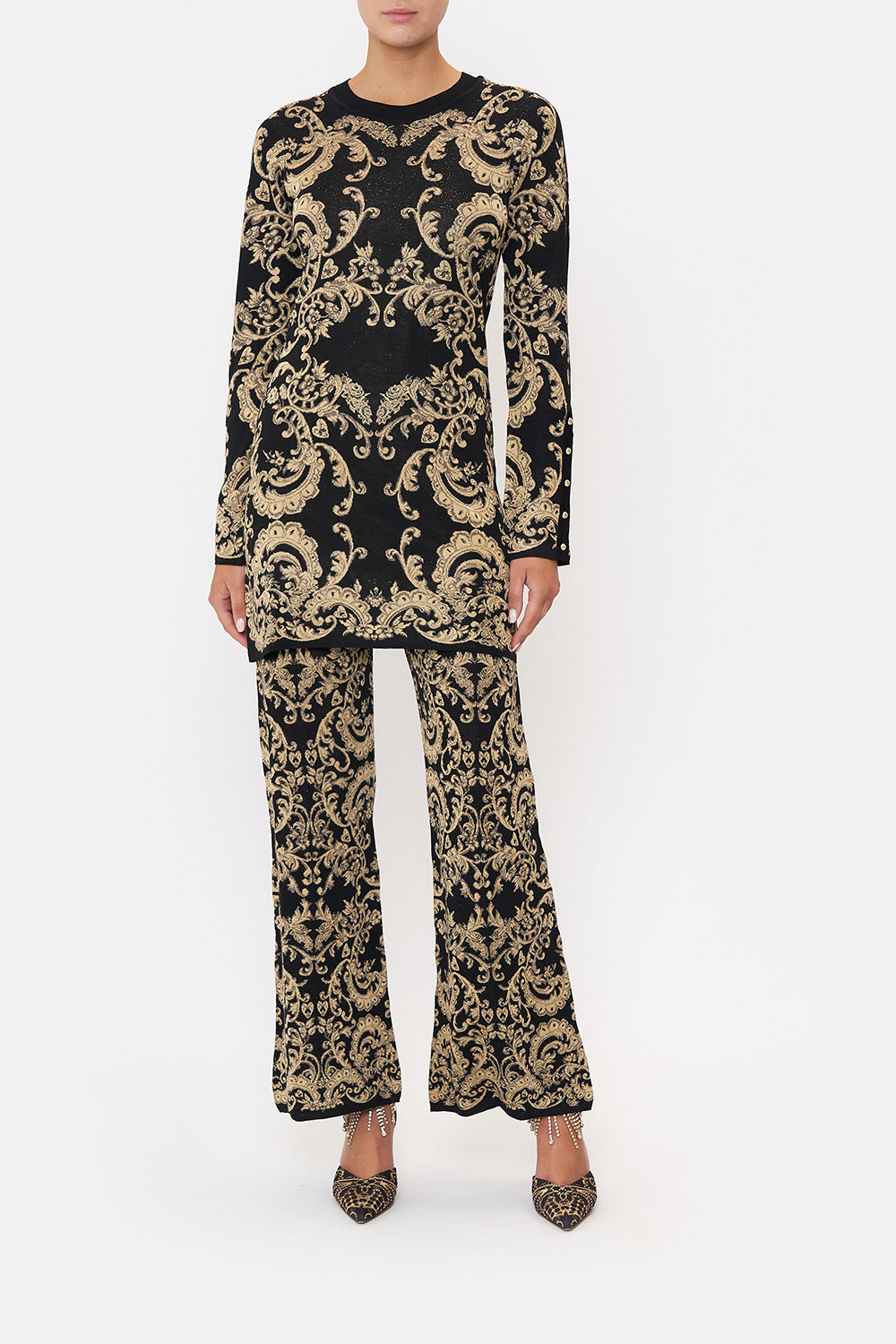 FLARED JACQUARD KNIT PANT DANCE WITH DUENDE
