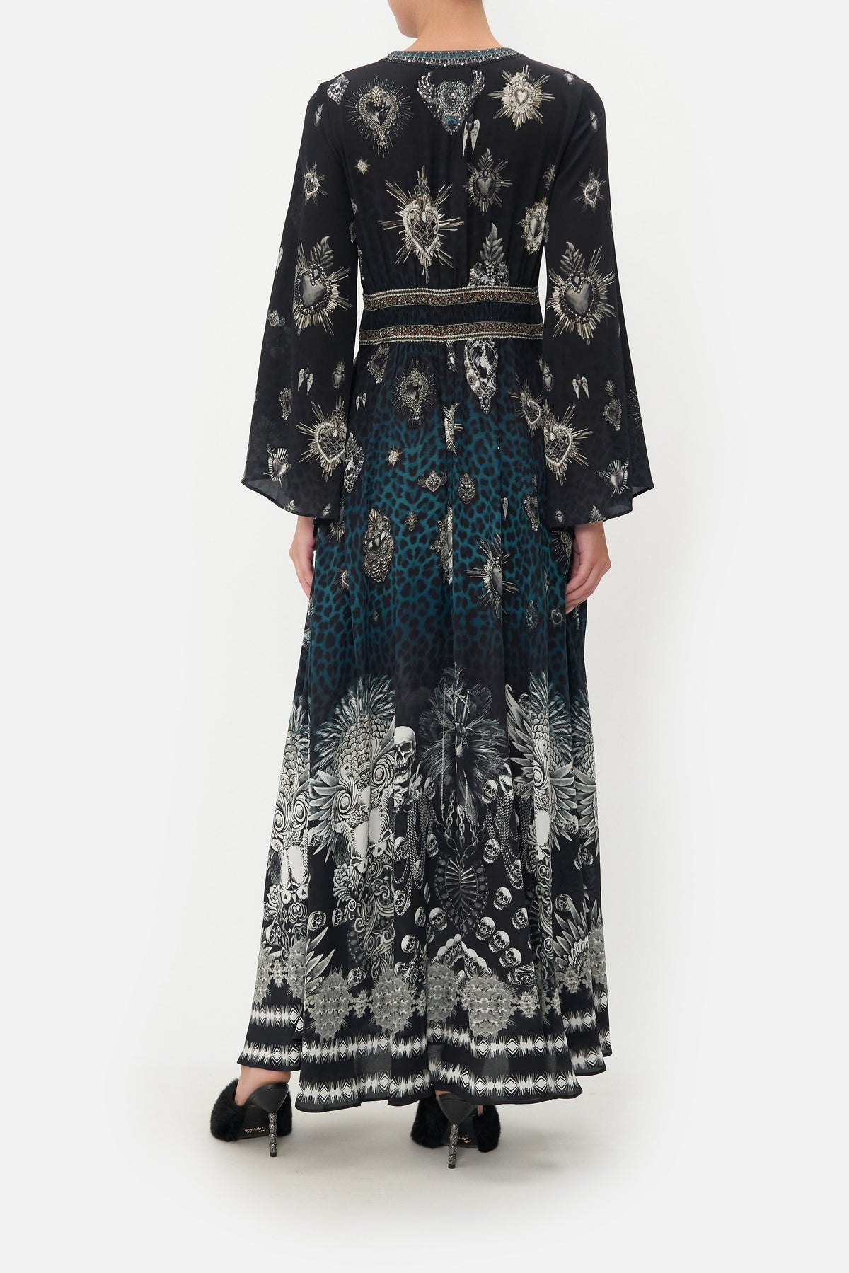 KIMONO SLEEVE DRESS WITH SHIRRING DETAIL ANIMAL ANARCHY